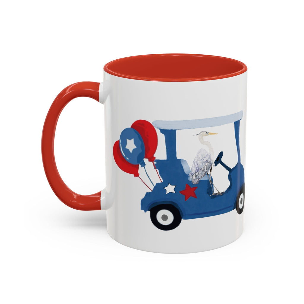 Egret Golf Cart Two Tone Ceramic Coffee Mugs - Blue Cava
