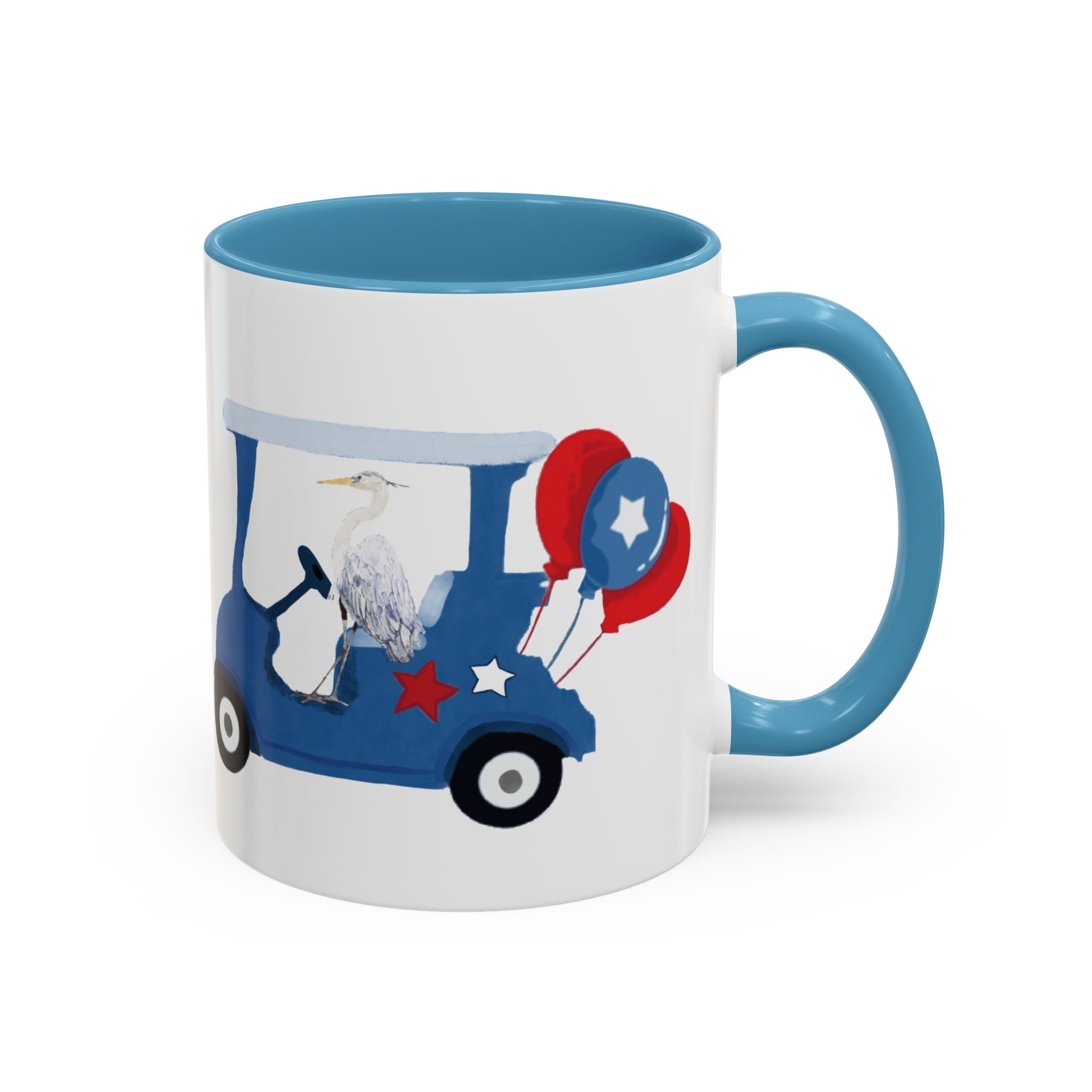 Egret Golf Cart Two Tone Ceramic Coffee Mugs - Blue Cava