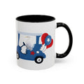 Egret Golf Cart Two Tone Ceramic Coffee Mugs - Blue Cava