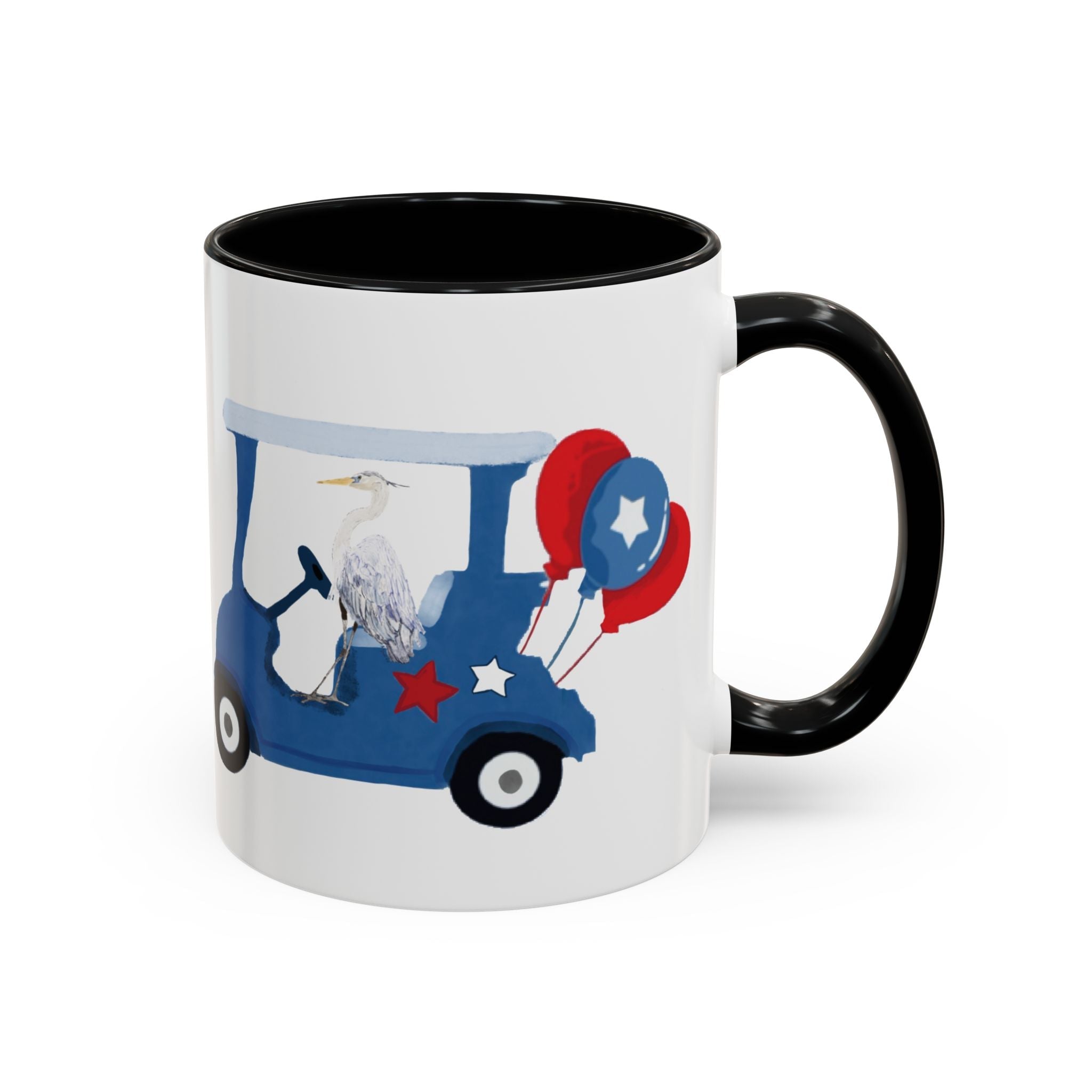 Egret Golf Cart Two Tone Ceramic Coffee Mugs - Blue Cava