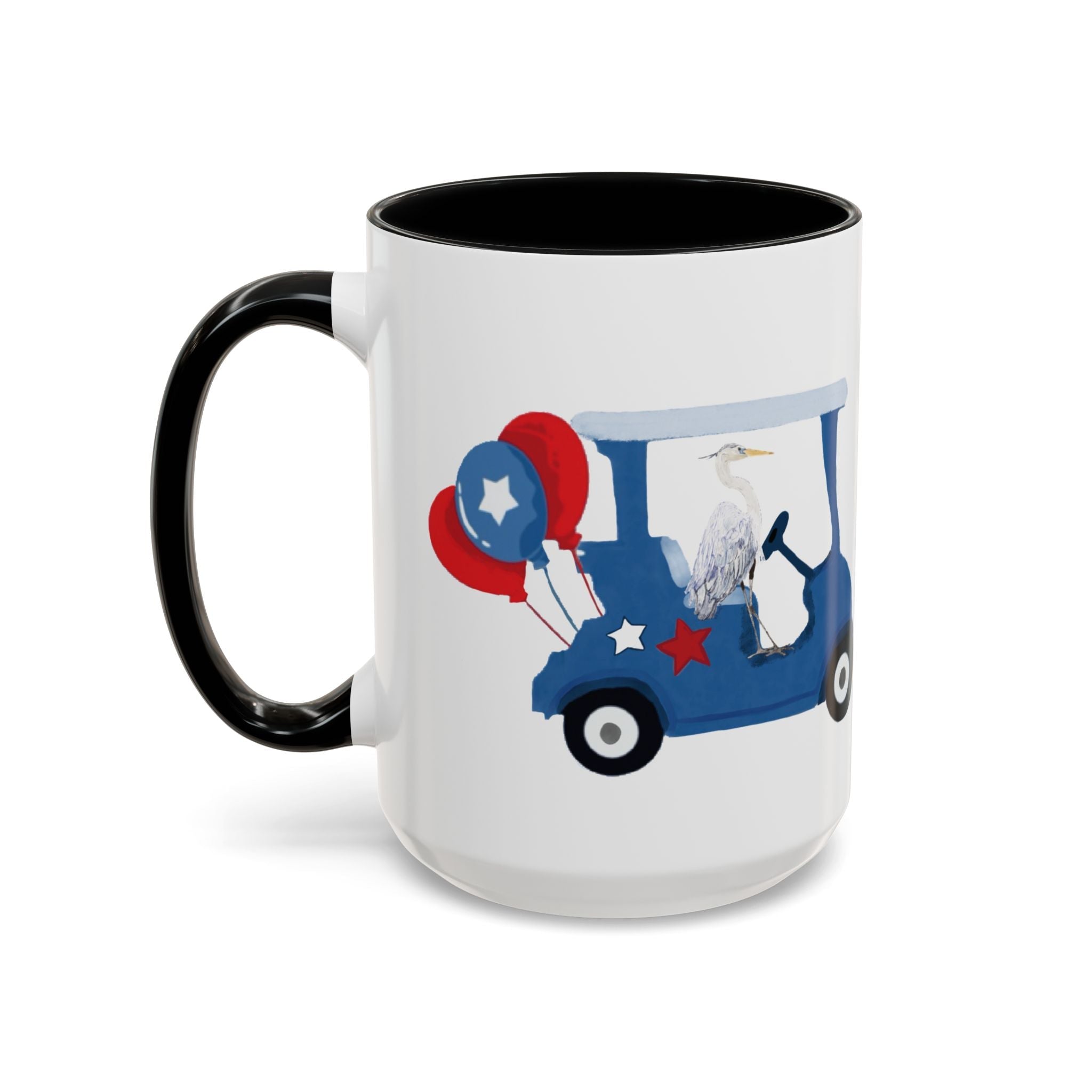 Egret Golf Cart Two Tone Ceramic Coffee Mugs - Blue Cava