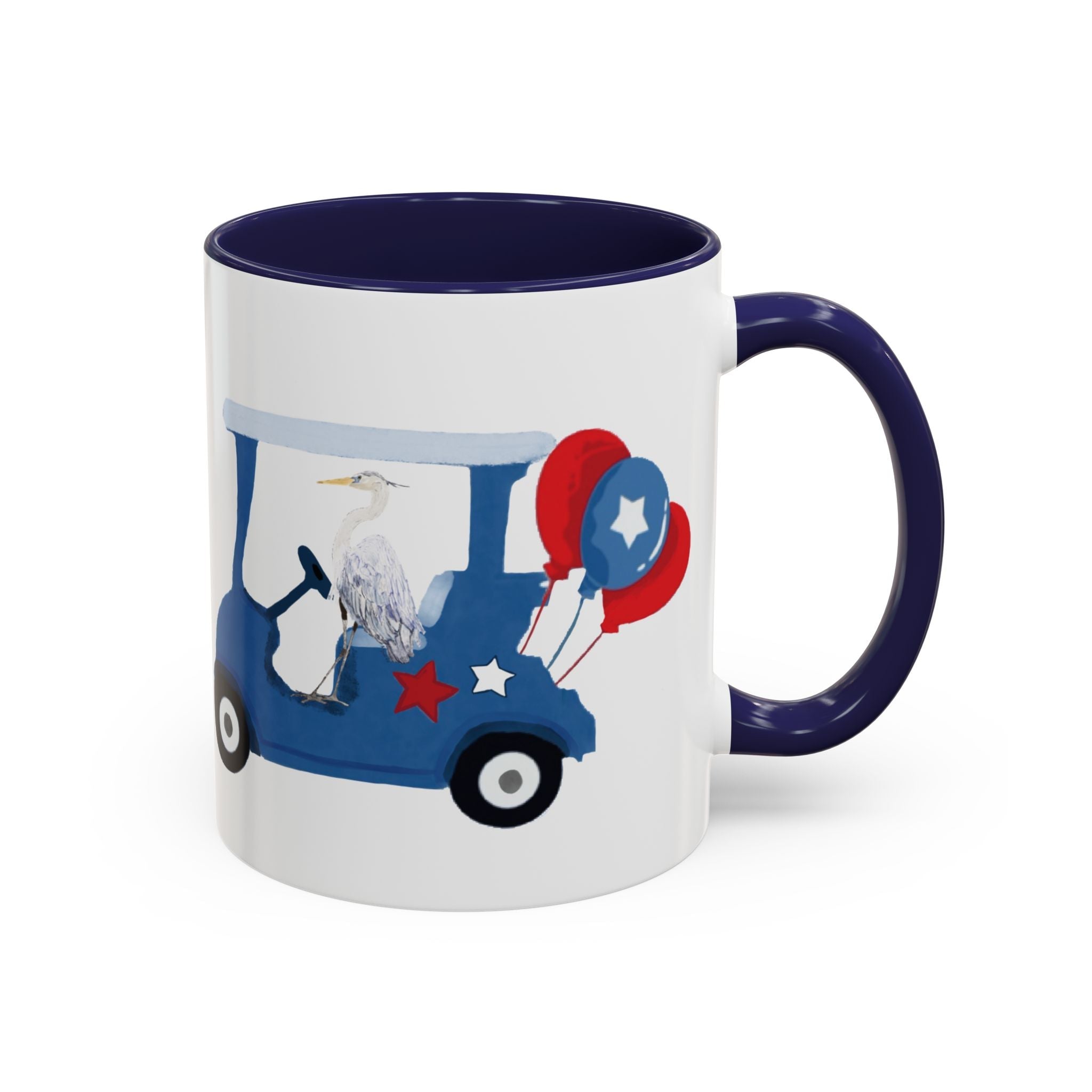Egret Golf Cart Two Tone Ceramic Coffee Mugs - Blue Cava