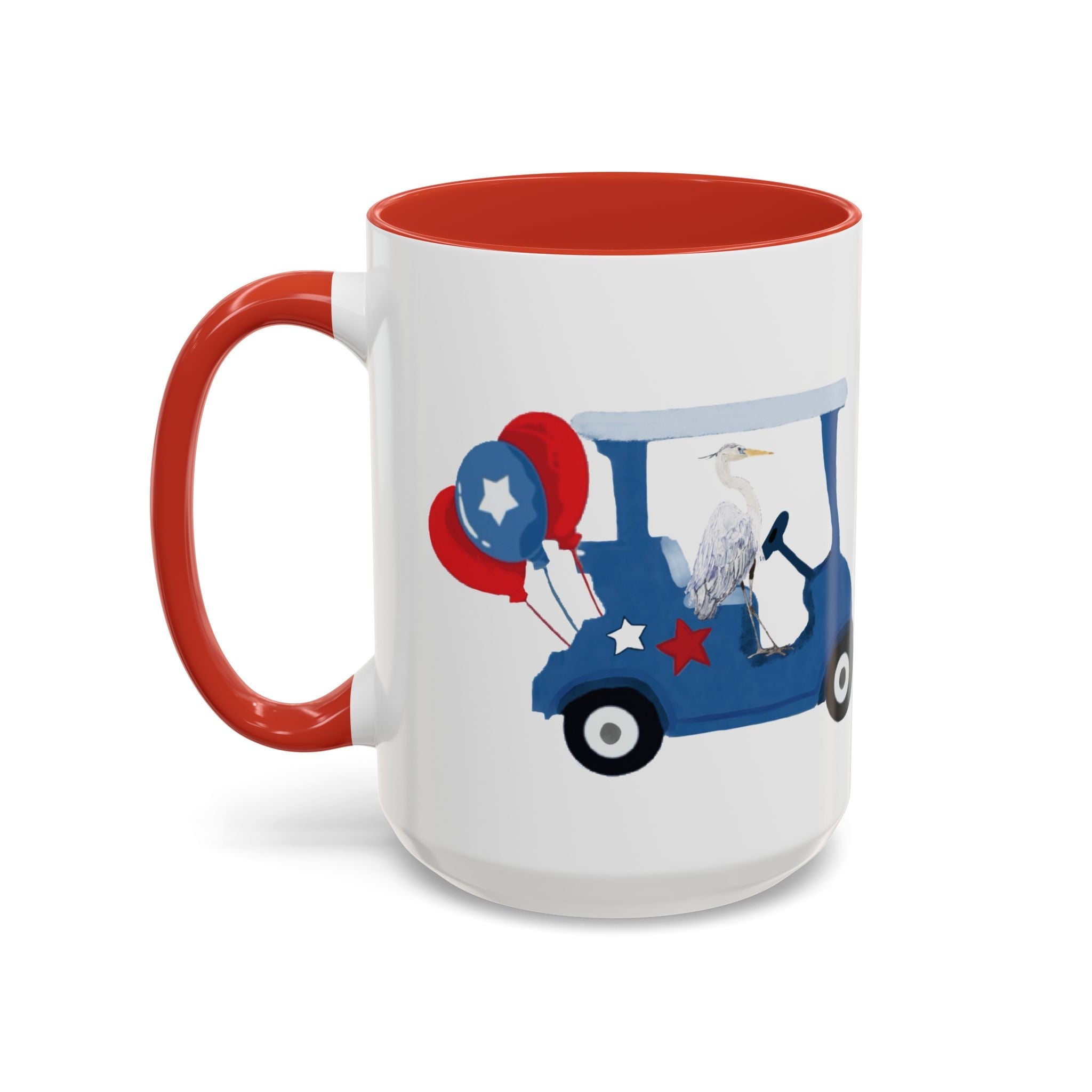 Egret Golf Cart Two Tone Ceramic Coffee Mugs - Blue Cava