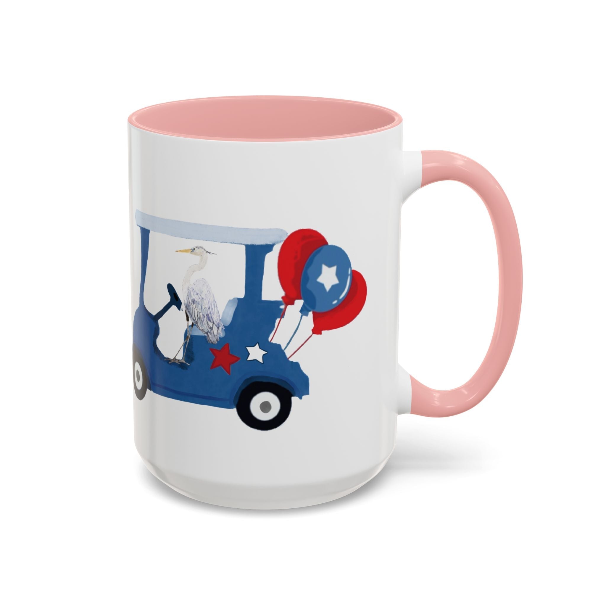 Egret Golf Cart Two Tone Ceramic Coffee Mugs - Blue Cava