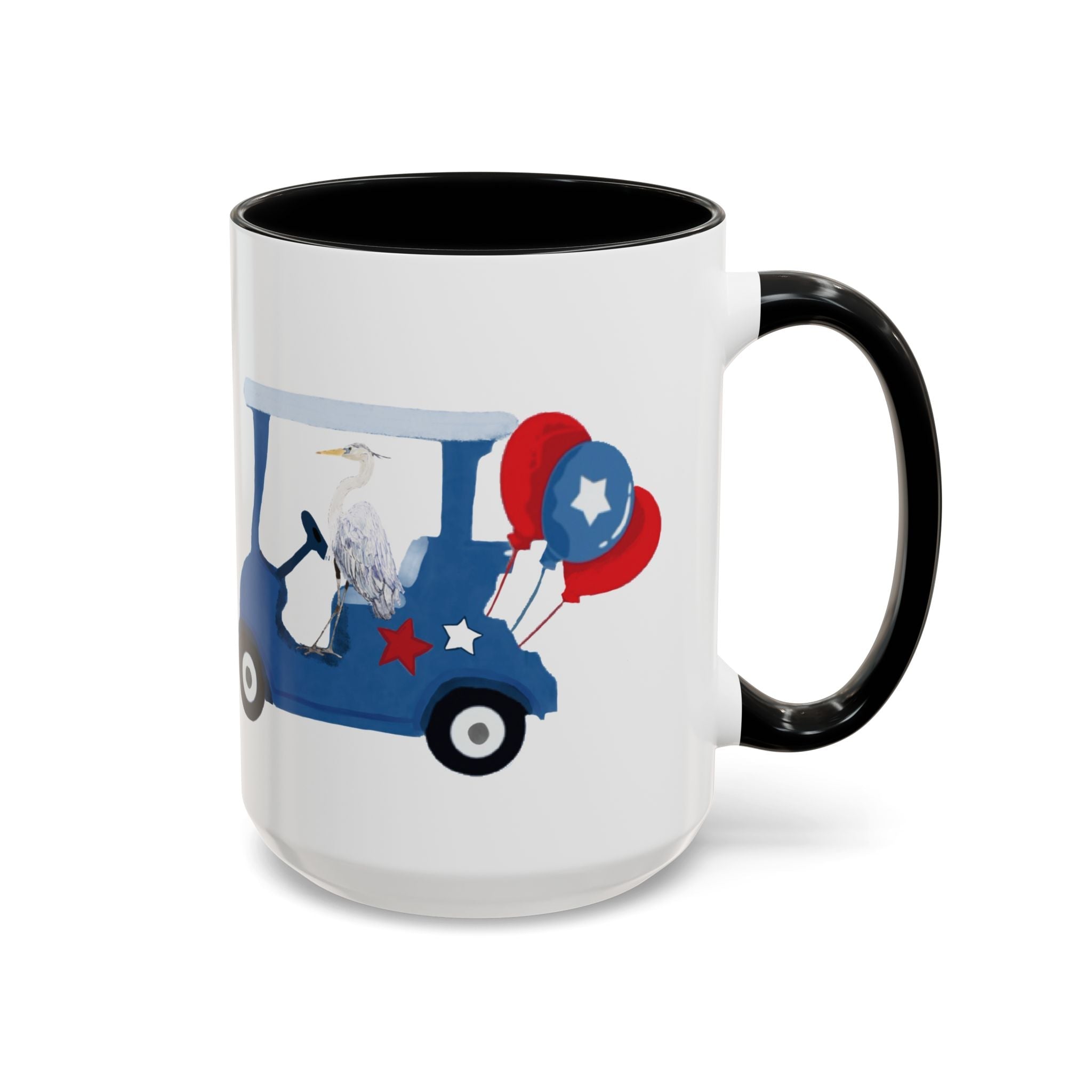 Egret Golf Cart Two Tone Ceramic Coffee Mugs - Blue Cava