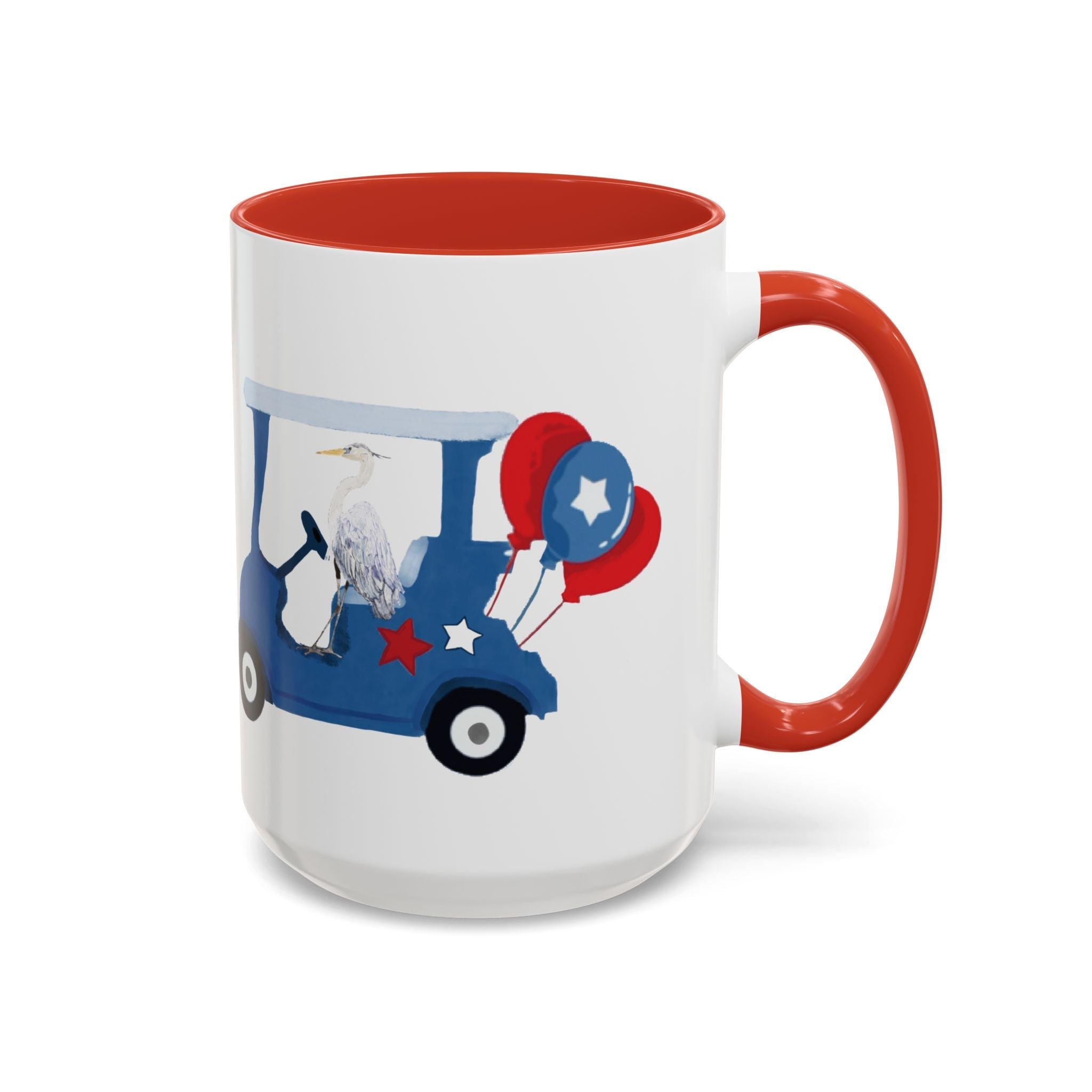 Egret Golf Cart Two Tone Ceramic Coffee Mugs - Blue Cava