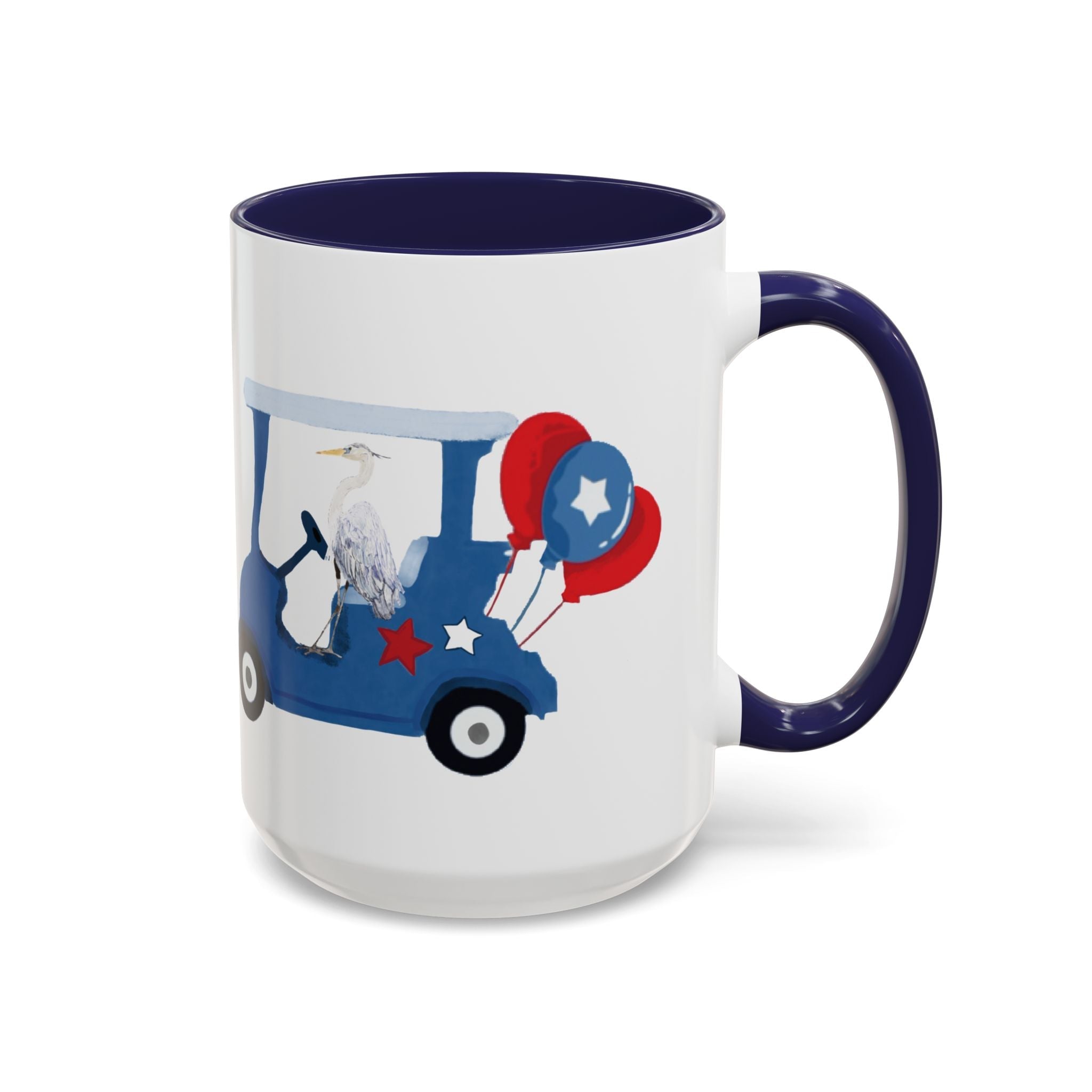 Egret Golf Cart Two Tone Ceramic Coffee Mugs - Blue Cava