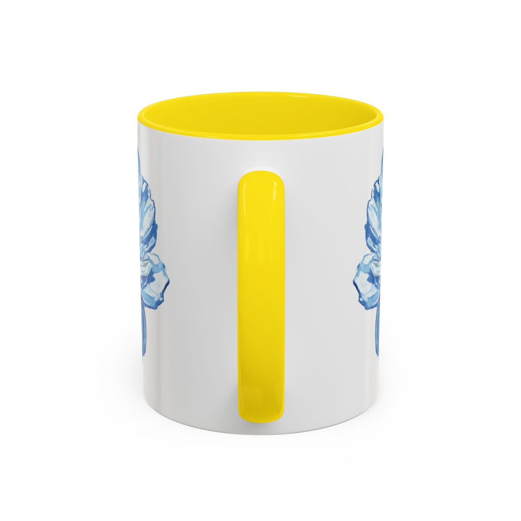 Elegant Floral Two Tone Coffee Mug - Blue Flower - Blue Cava