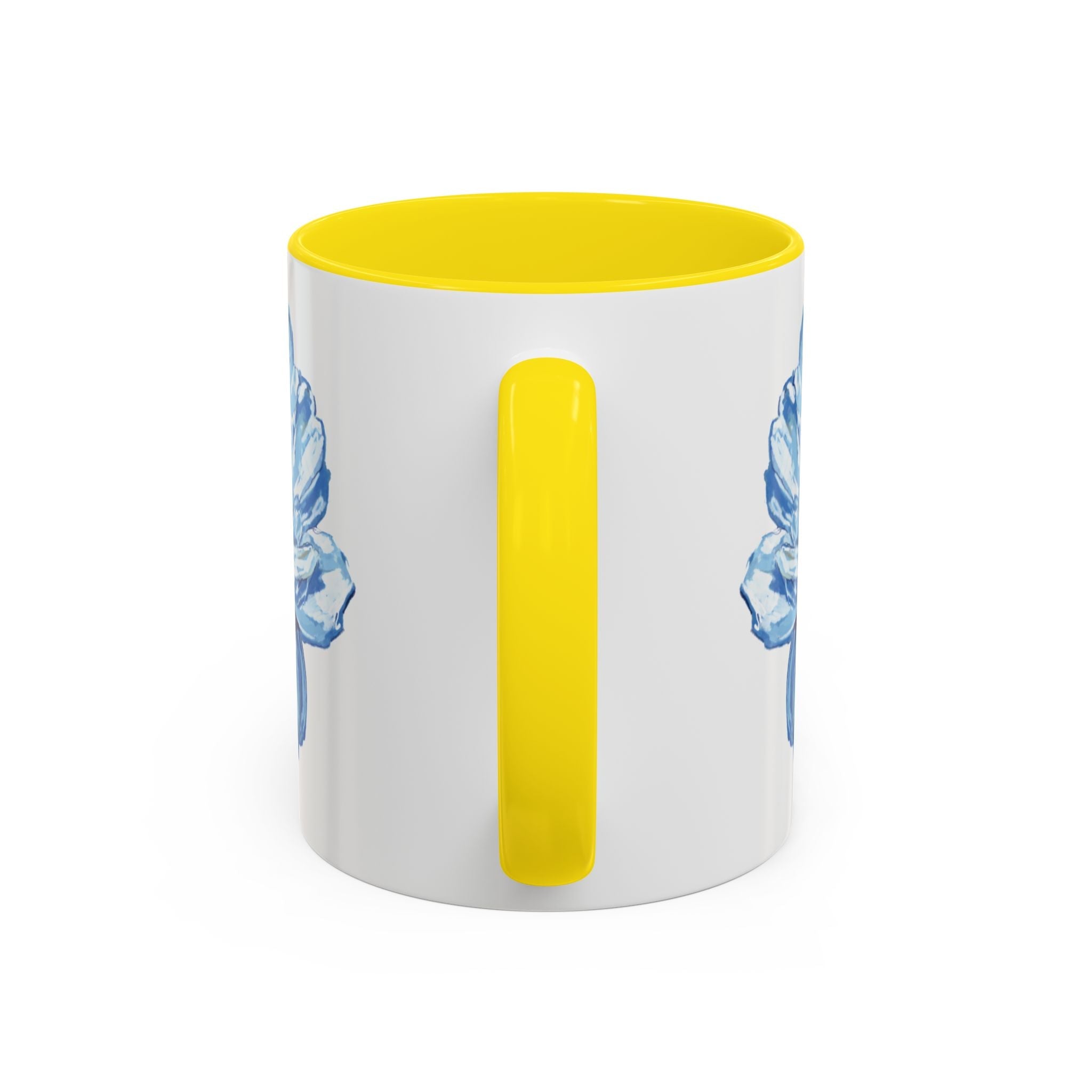 Elegant Floral Two Tone Coffee Mug - Blue Flower - Blue Cava