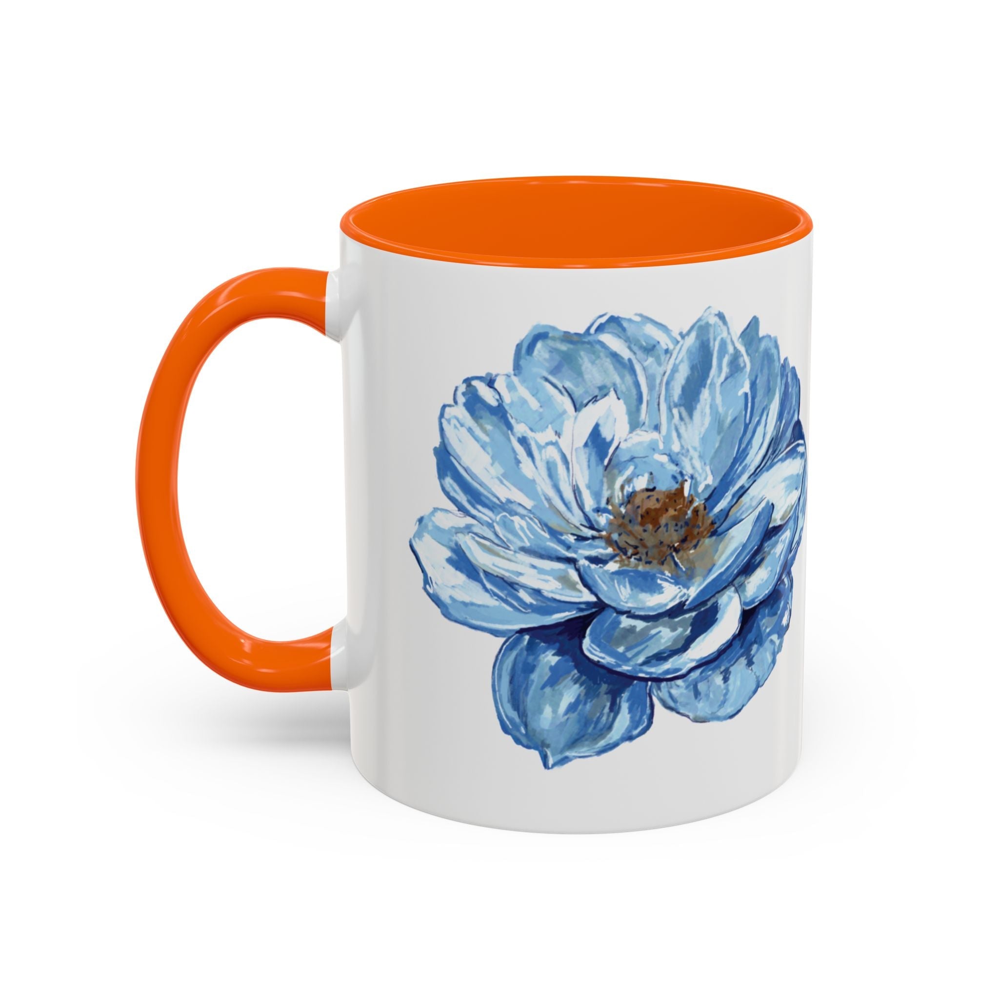 Elegant Floral Two Tone Coffee Mug - Blue Flower - Blue Cava