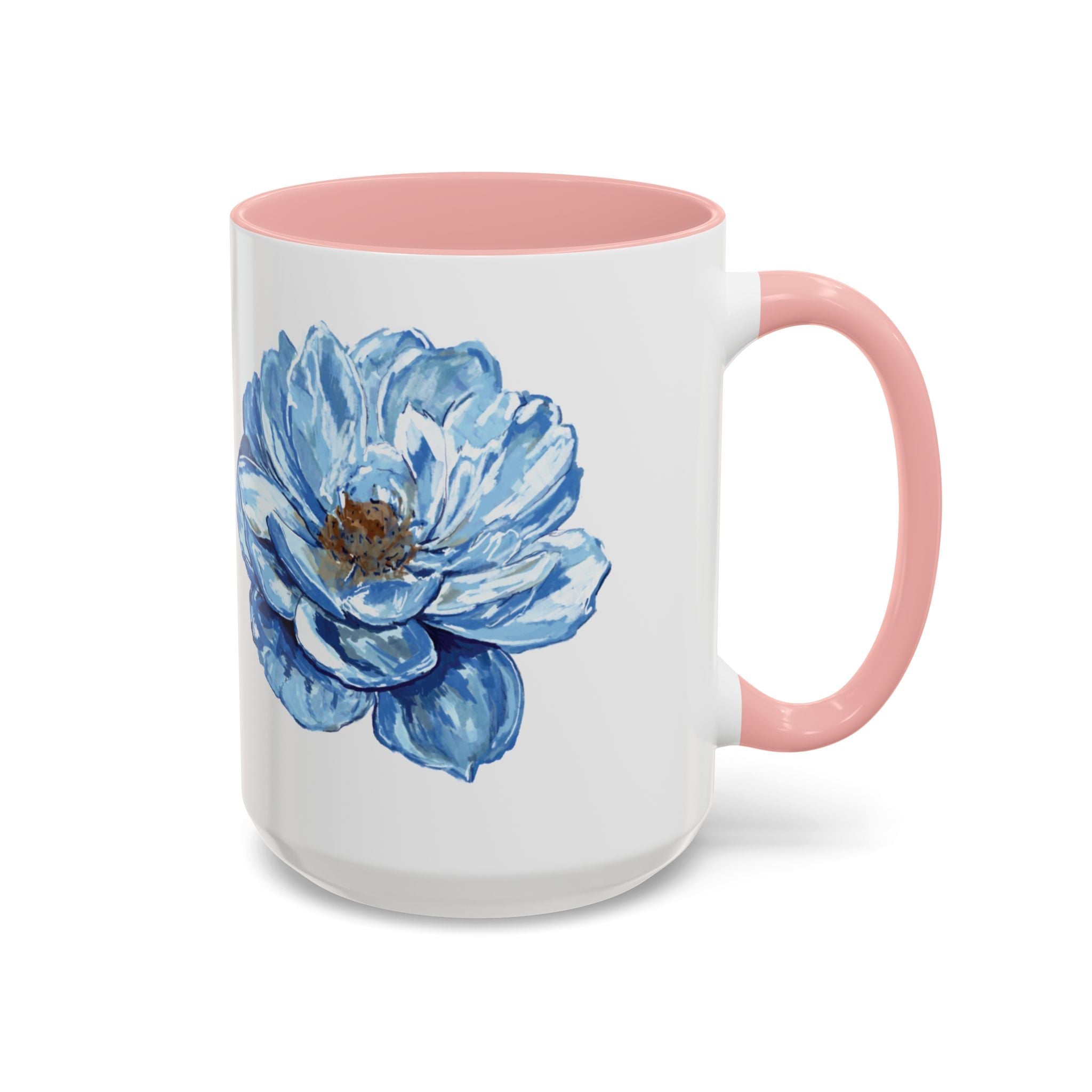Elegant Floral Two Tone Coffee Mug - Blue Flower - Blue Cava