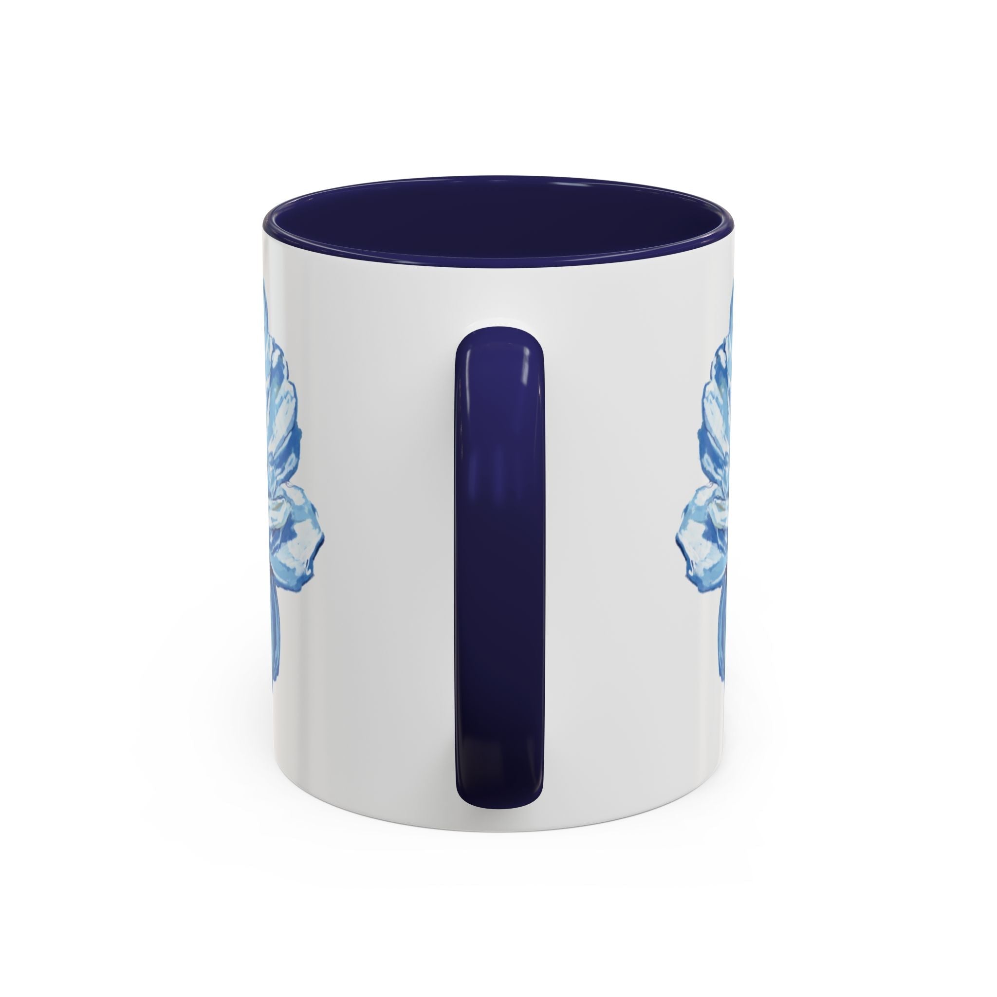 Elegant Floral Two Tone Coffee Mug - Blue Flower - Blue Cava