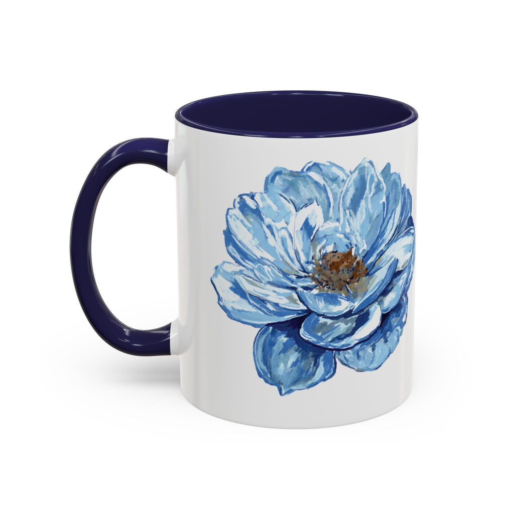 Elegant Floral Two Tone Coffee Mug - Blue Flower - Blue Cava