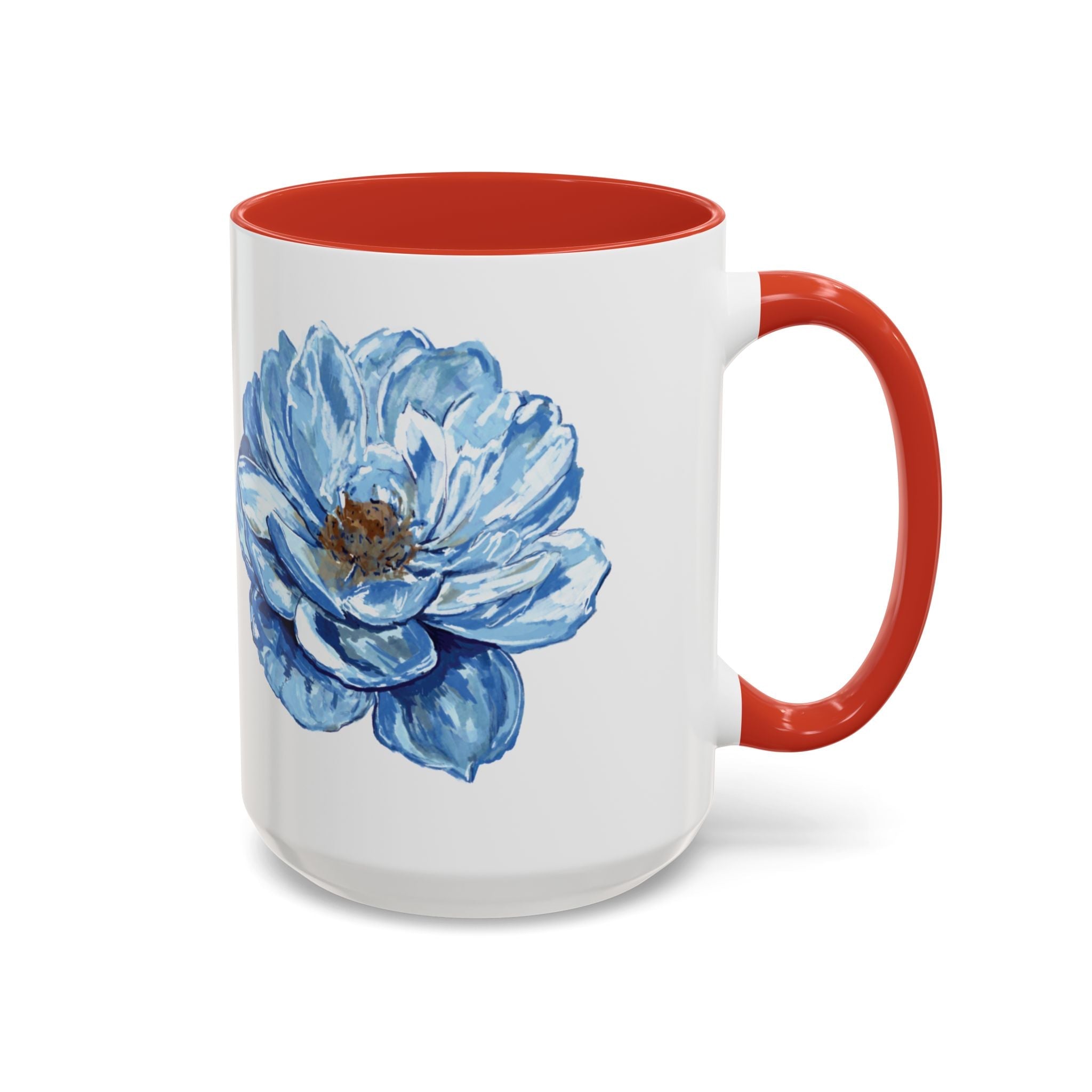 Elegant Floral Two Tone Coffee Mug - Blue Flower - Blue Cava