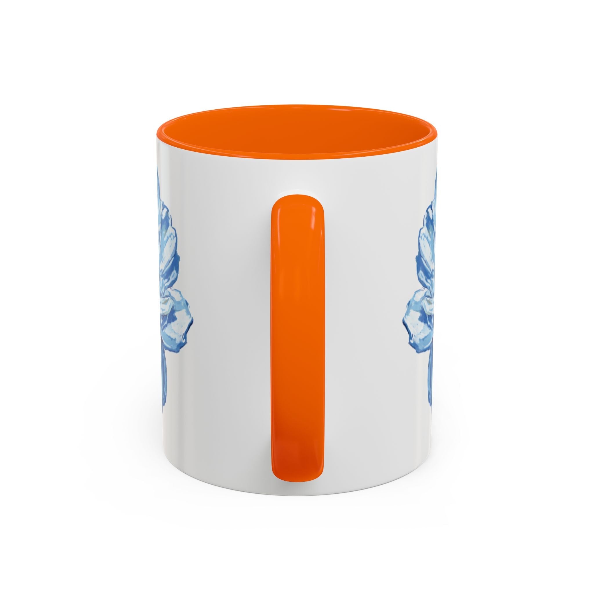 Elegant Floral Two Tone Coffee Mug - Blue Flower - Blue Cava