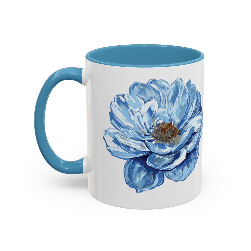 Elegant Floral Two Tone Coffee Mug - Blue Flower - Blue Cava