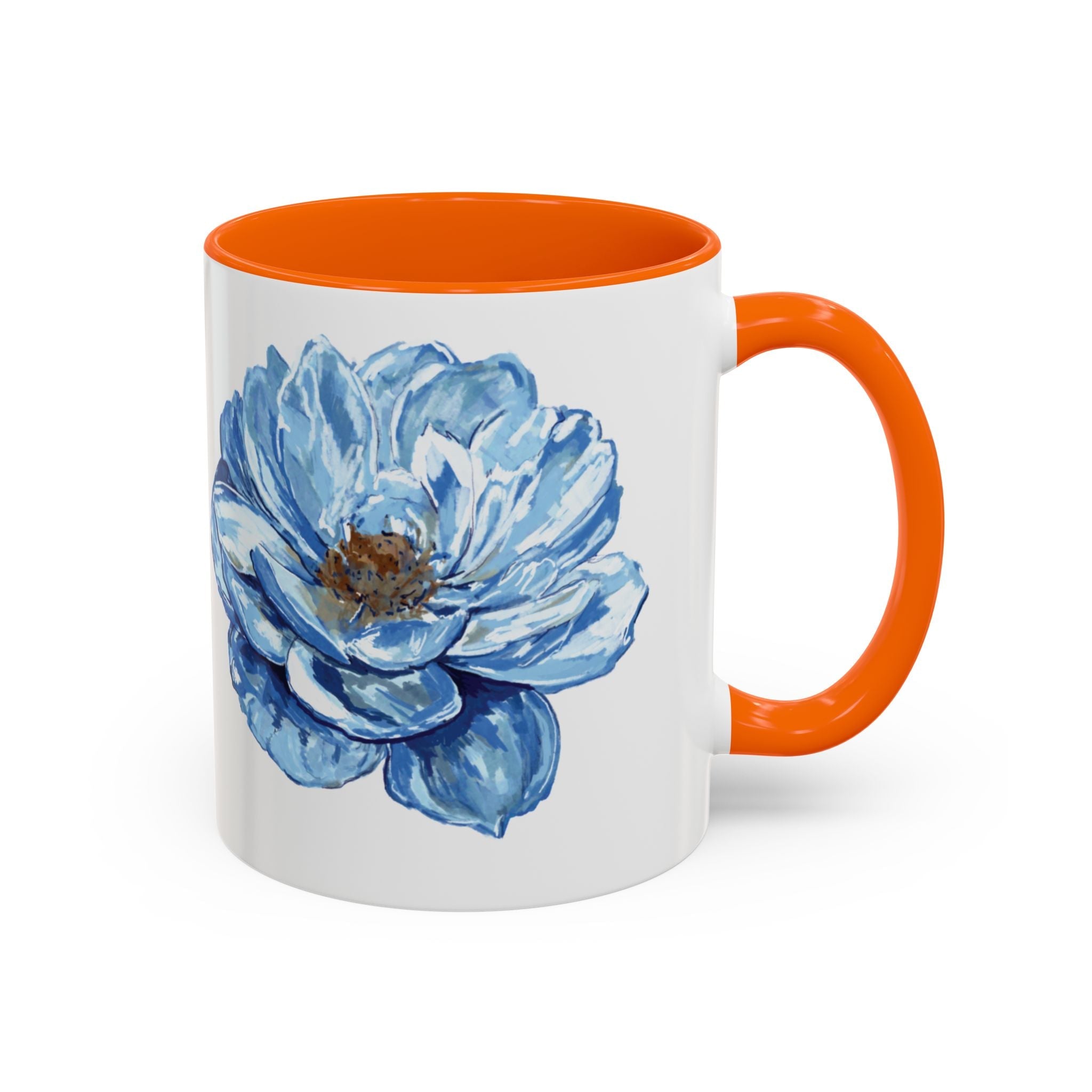Elegant Floral Two Tone Coffee Mug - Blue Flower - Blue Cava