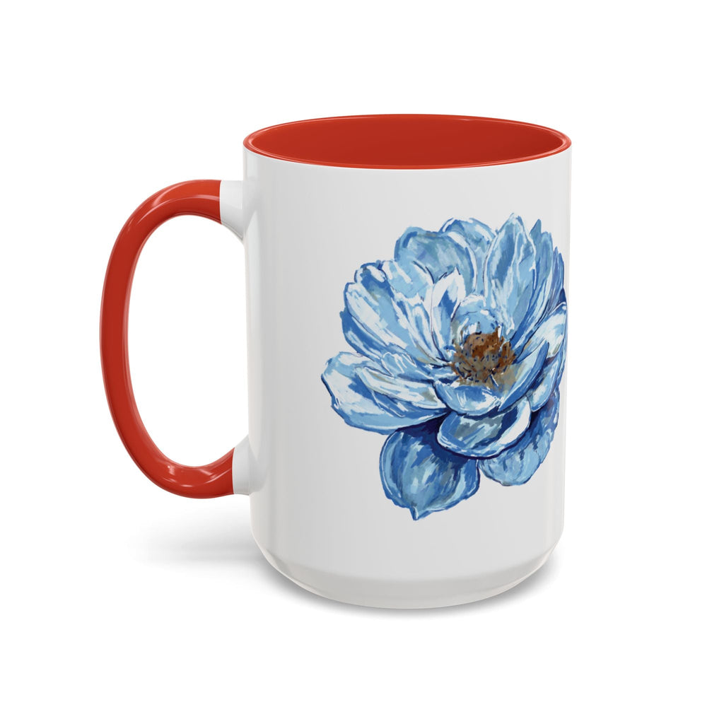 Elegant Floral Two Tone Coffee Mug - Blue Flower - Blue Cava