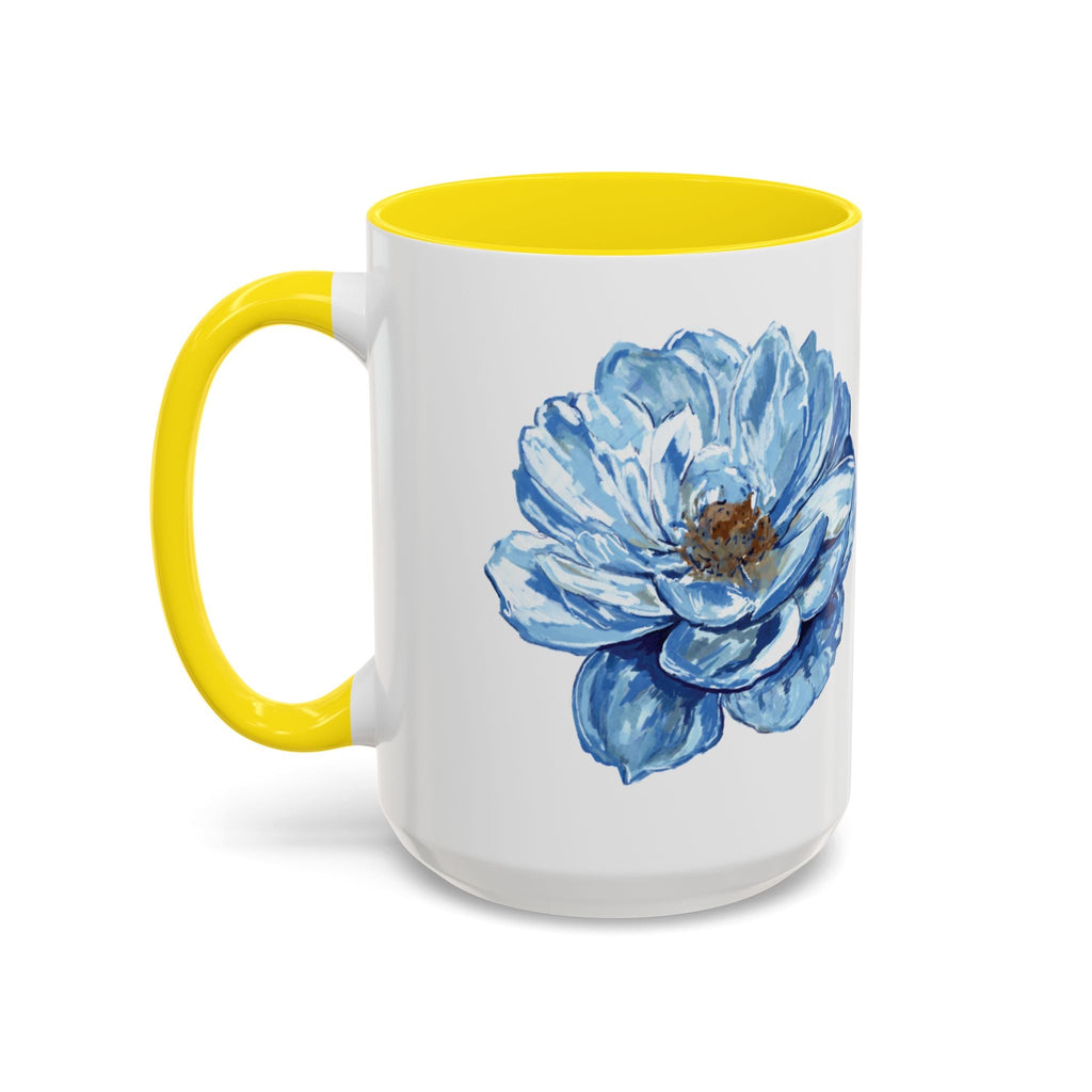 Elegant Floral Two Tone Coffee Mug - Blue Flower - Blue Cava