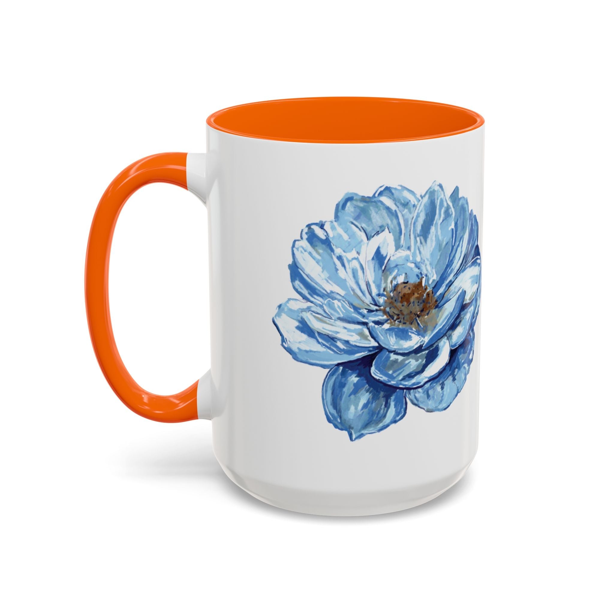 Elegant Floral Two Tone Coffee Mug - Blue Flower - Blue Cava