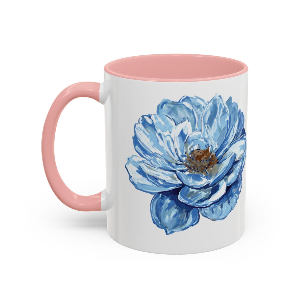 Elegant Floral Two Tone Coffee Mug - Blue Flower - Blue Cava