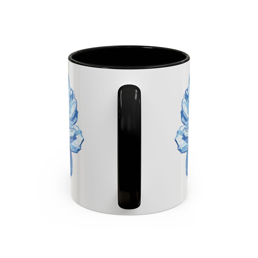 Elegant Floral Two Tone Coffee Mug - Blue Flower - Blue Cava