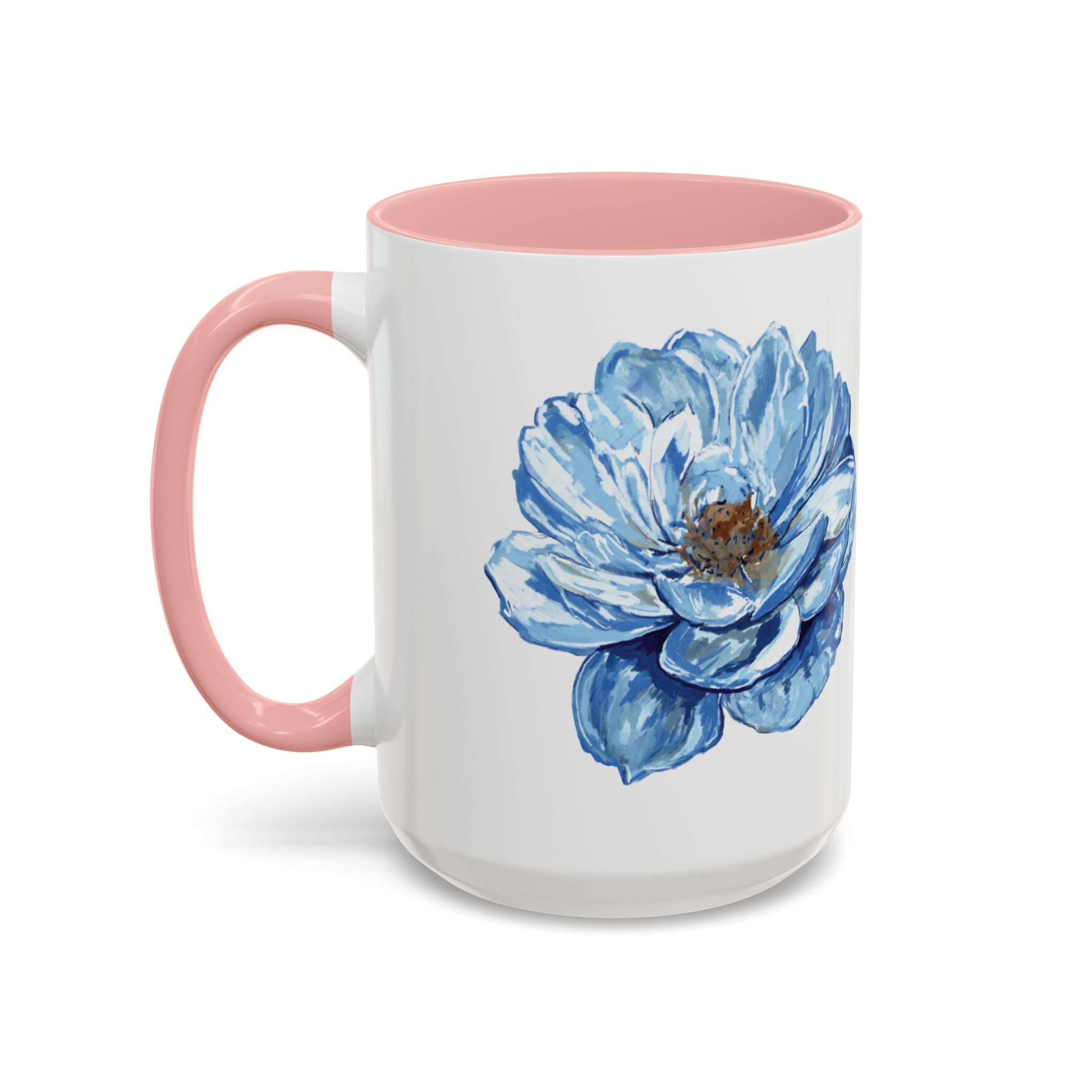 Elegant Floral Two Tone Coffee Mug - Blue Flower - Blue Cava