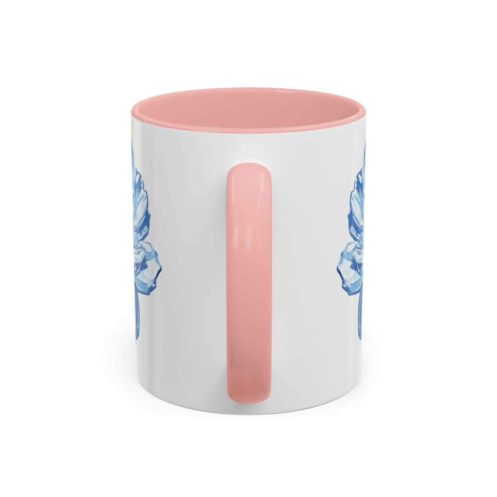 Elegant Floral Two Tone Coffee Mug - Blue Flower - Blue Cava