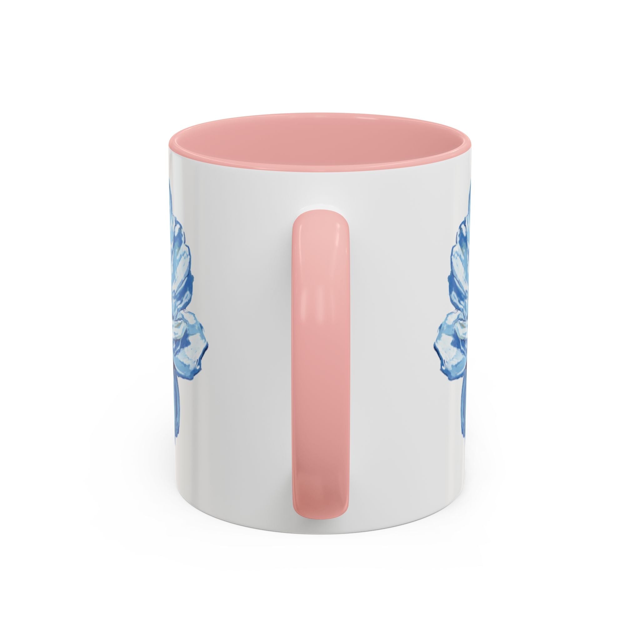 Elegant Floral Two Tone Coffee Mug - Blue Flower - Blue Cava