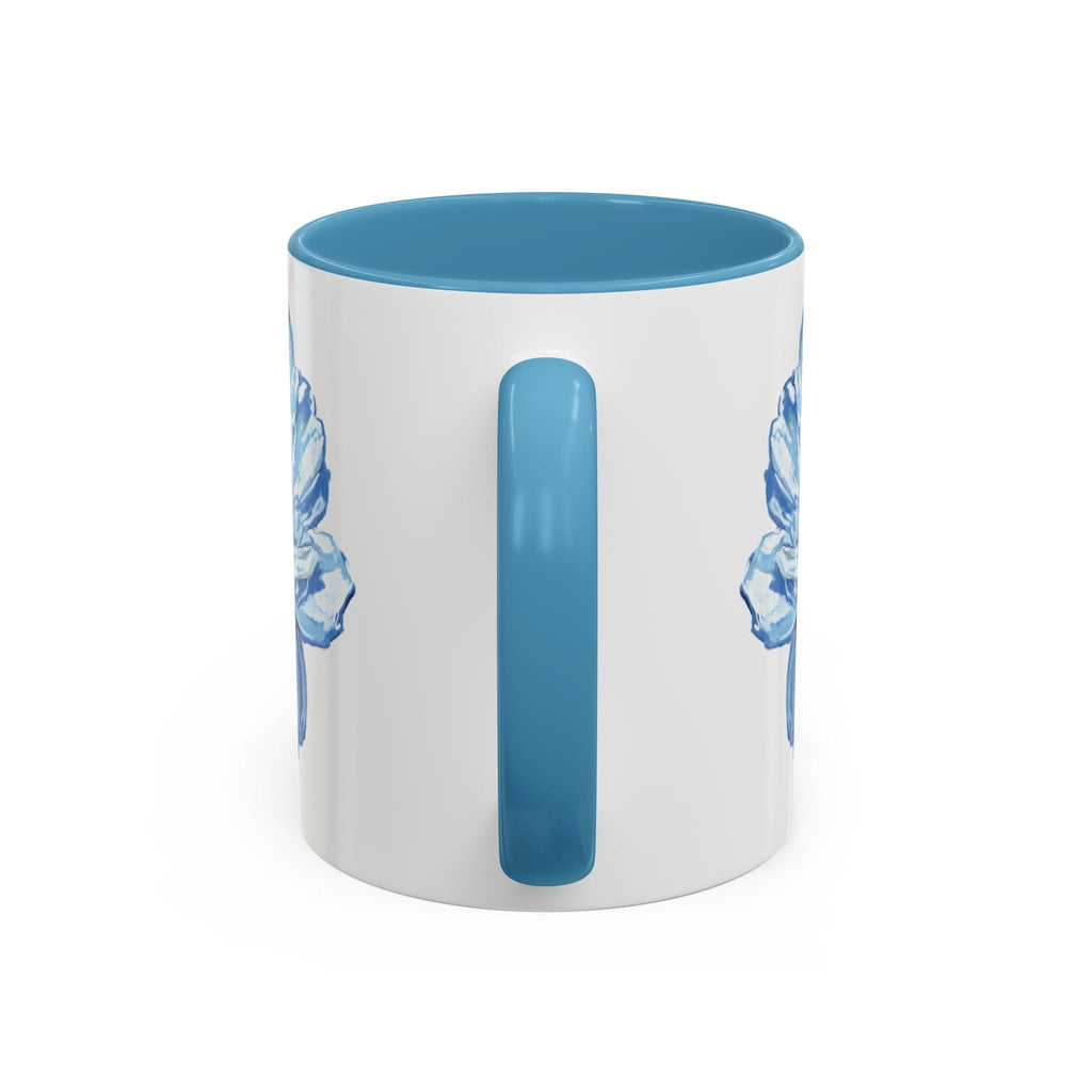 Elegant Floral Two Tone Coffee Mug - Blue Flower - Blue Cava
