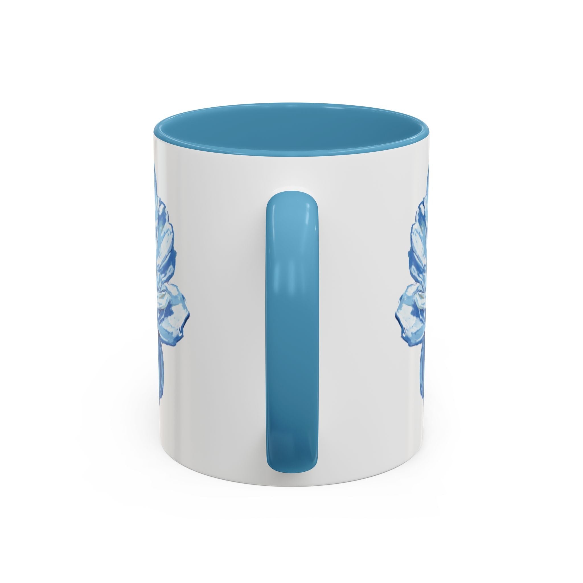 Elegant Floral Two Tone Coffee Mug - Blue Flower - Blue Cava