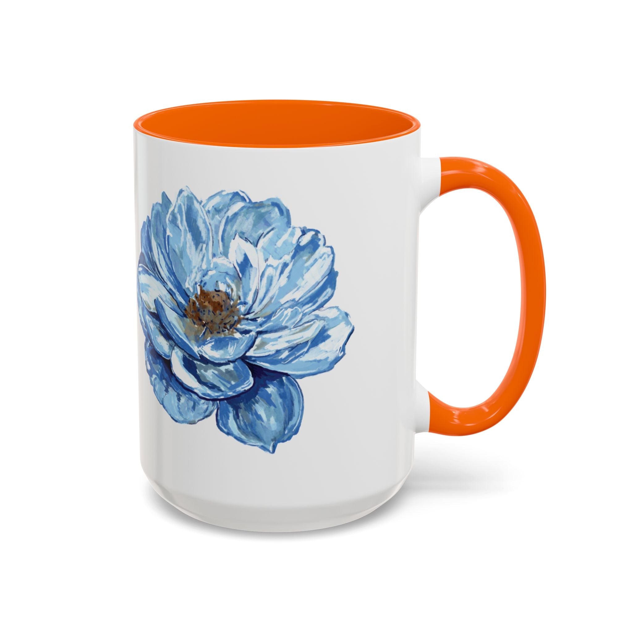 Elegant Floral Two Tone Coffee Mug - Blue Flower - Blue Cava