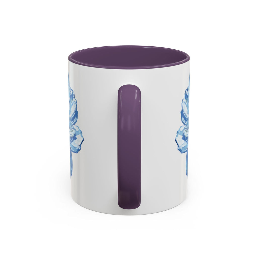 Elegant Floral Two Tone Coffee Mug - Blue Flower - Blue Cava