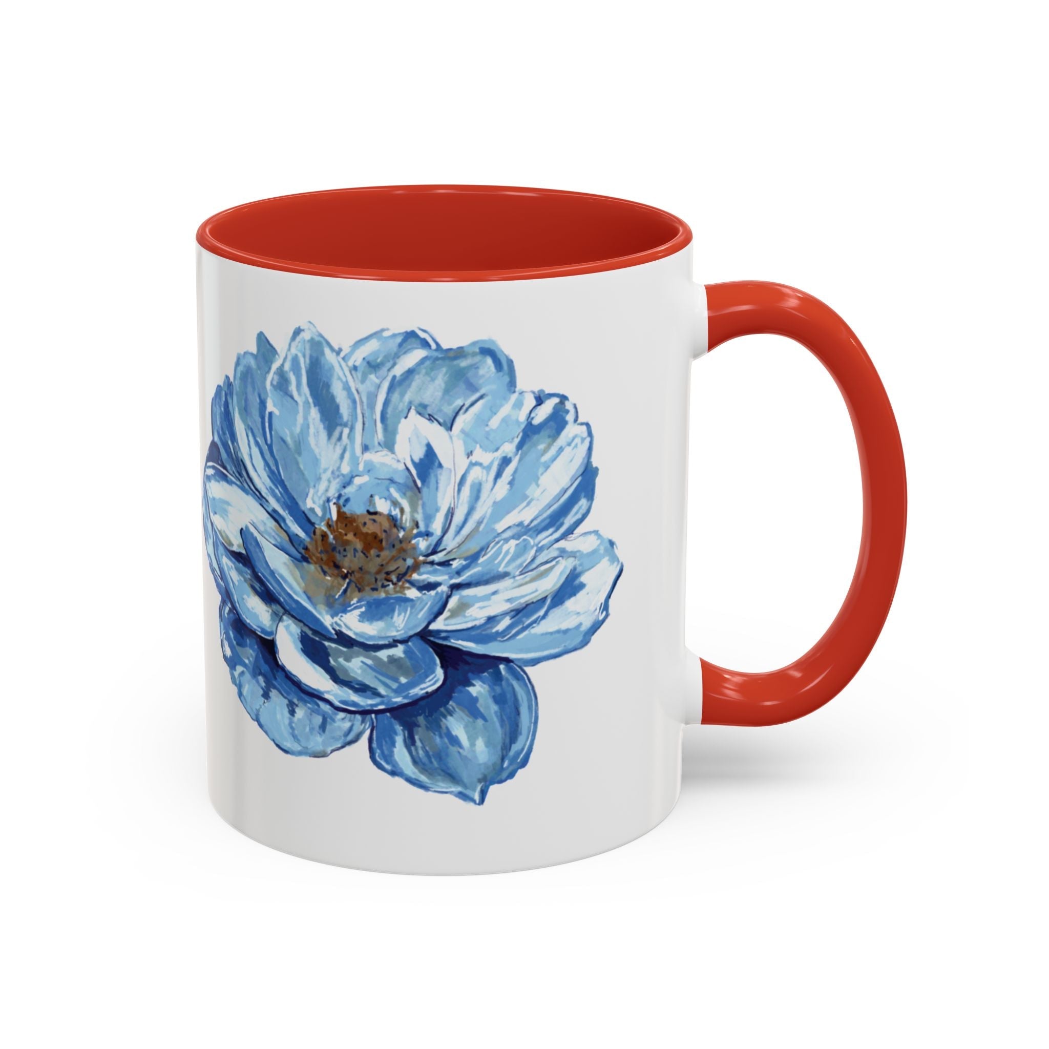 Elegant Floral Two Tone Coffee Mug - Blue Flower - Blue Cava