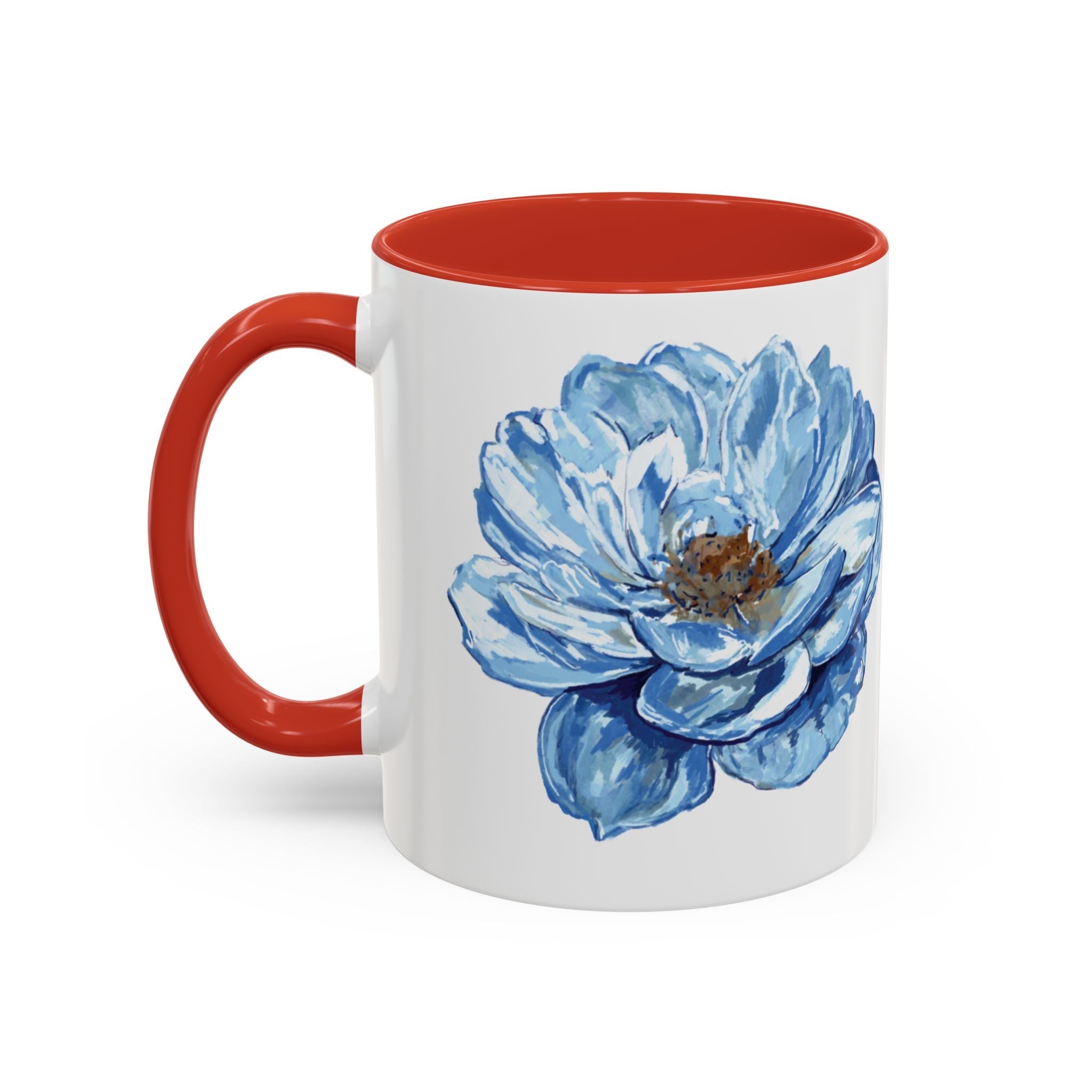 Elegant Floral Two Tone Coffee Mug - Blue Flower - Blue Cava