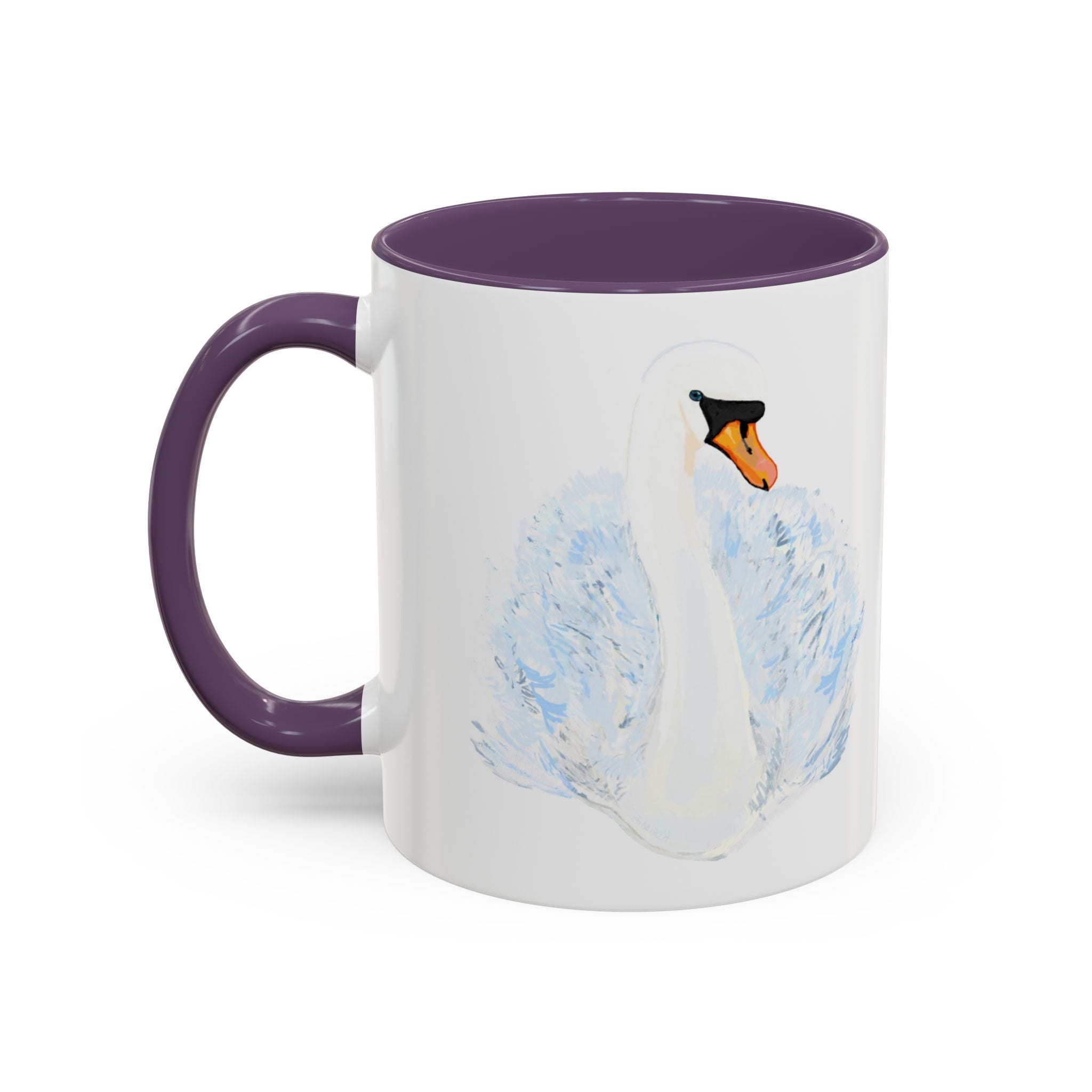 Elegant Swan Two Tone Ceramic Coffee Mugs - Blue Cava