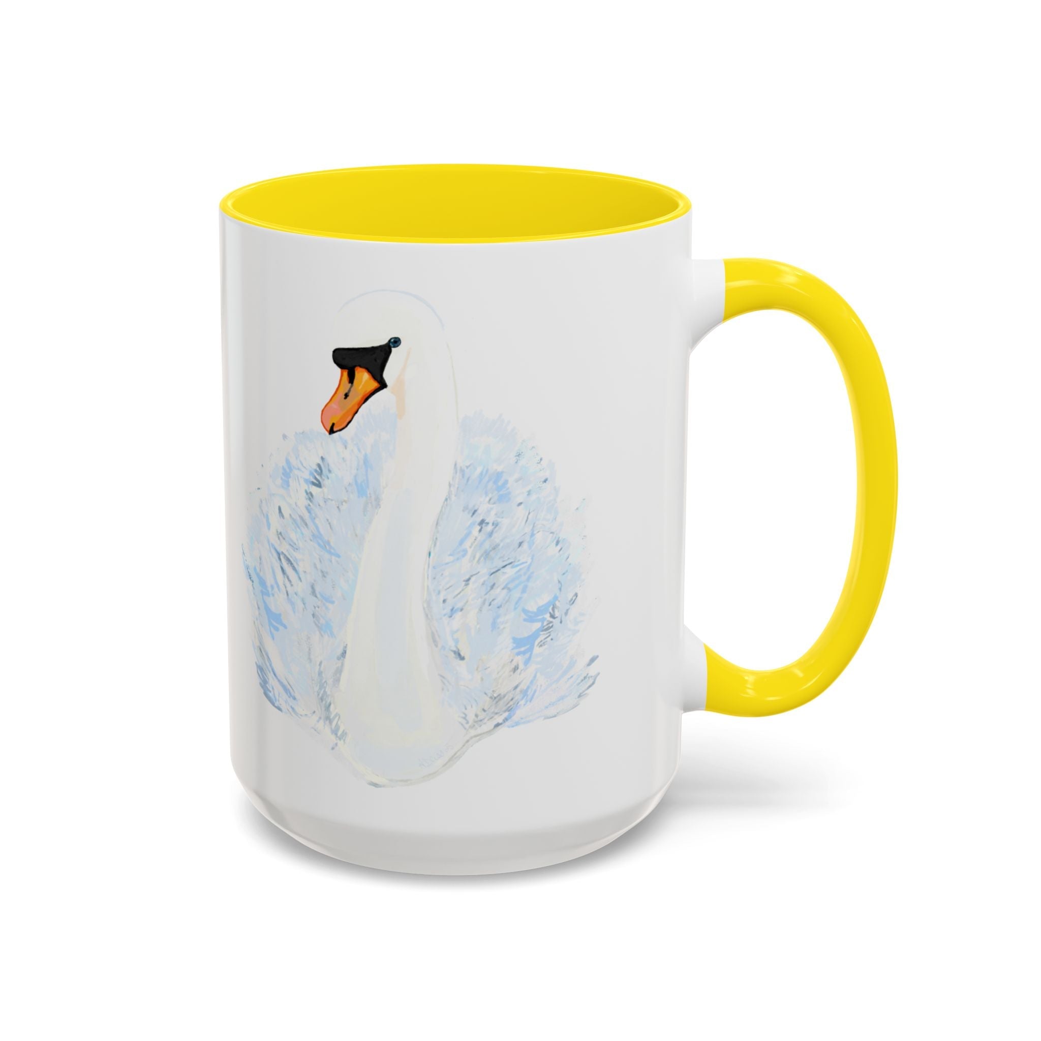 Elegant Swan Two Tone Ceramic Coffee Mugs - Blue Cava