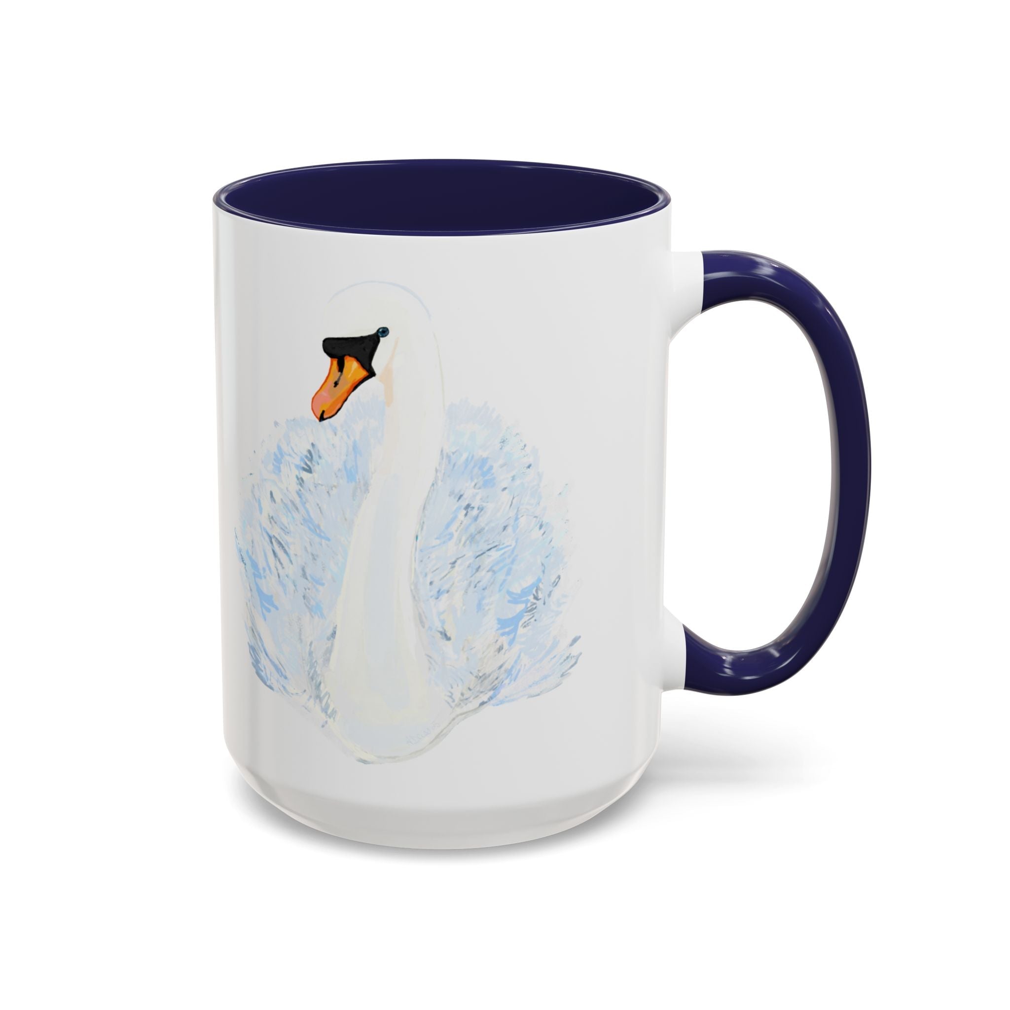 Elegant Swan Two Tone Ceramic Coffee Mugs - Blue Cava
