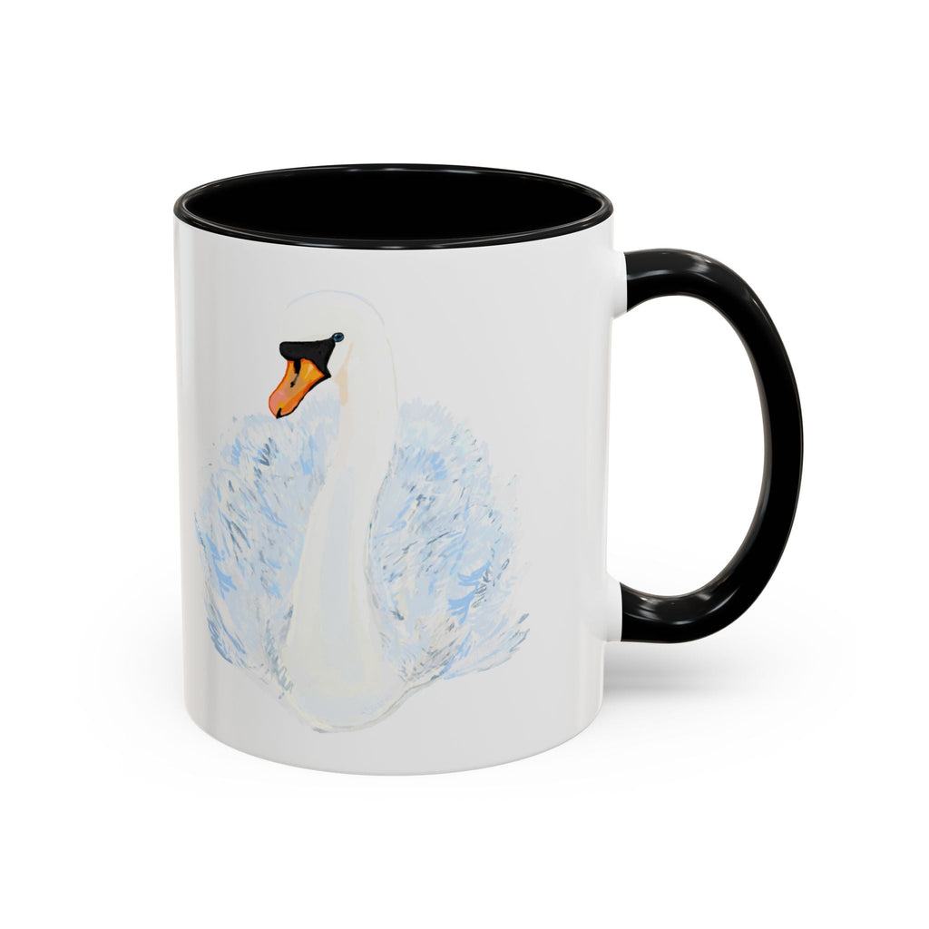 Elegant Swan Two Tone Ceramic Coffee Mugs - Blue Cava