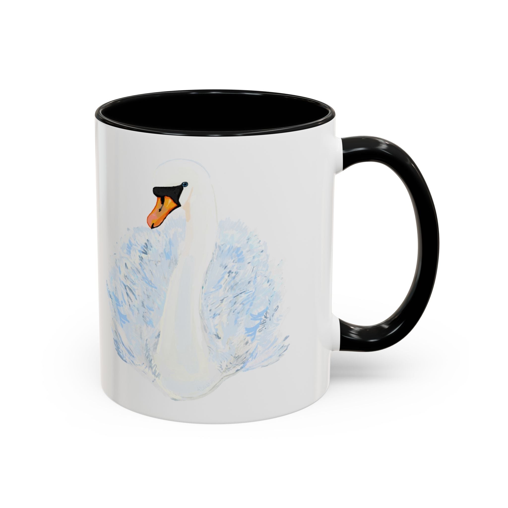 Elegant Swan Two Tone Ceramic Coffee Mugs - Blue Cava