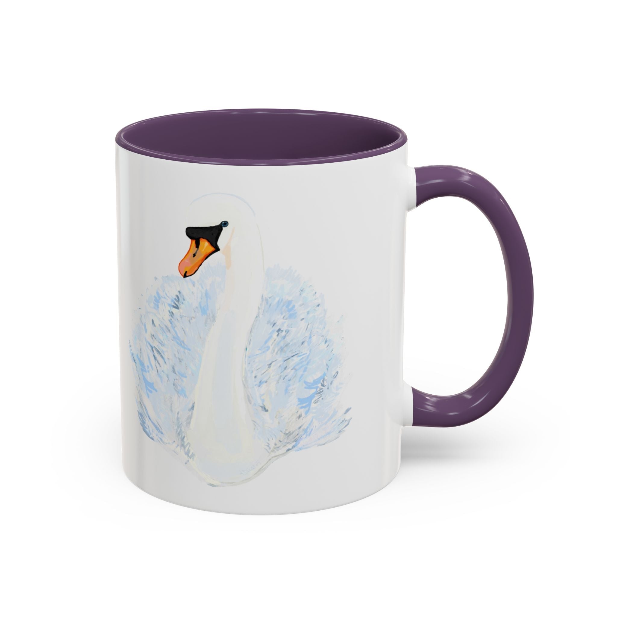 Elegant Swan Two Tone Ceramic Coffee Mugs - Blue Cava