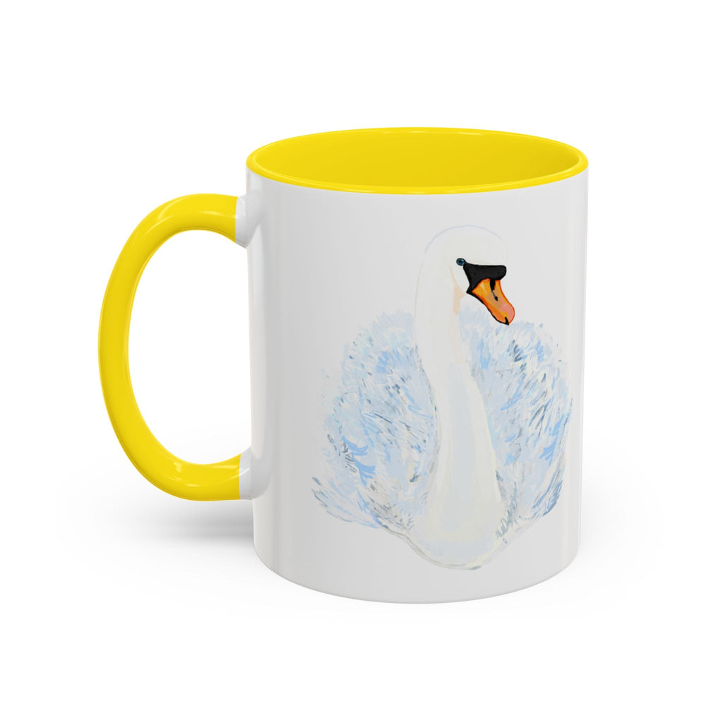 Elegant Swan Two Tone Ceramic Coffee Mugs - Blue Cava