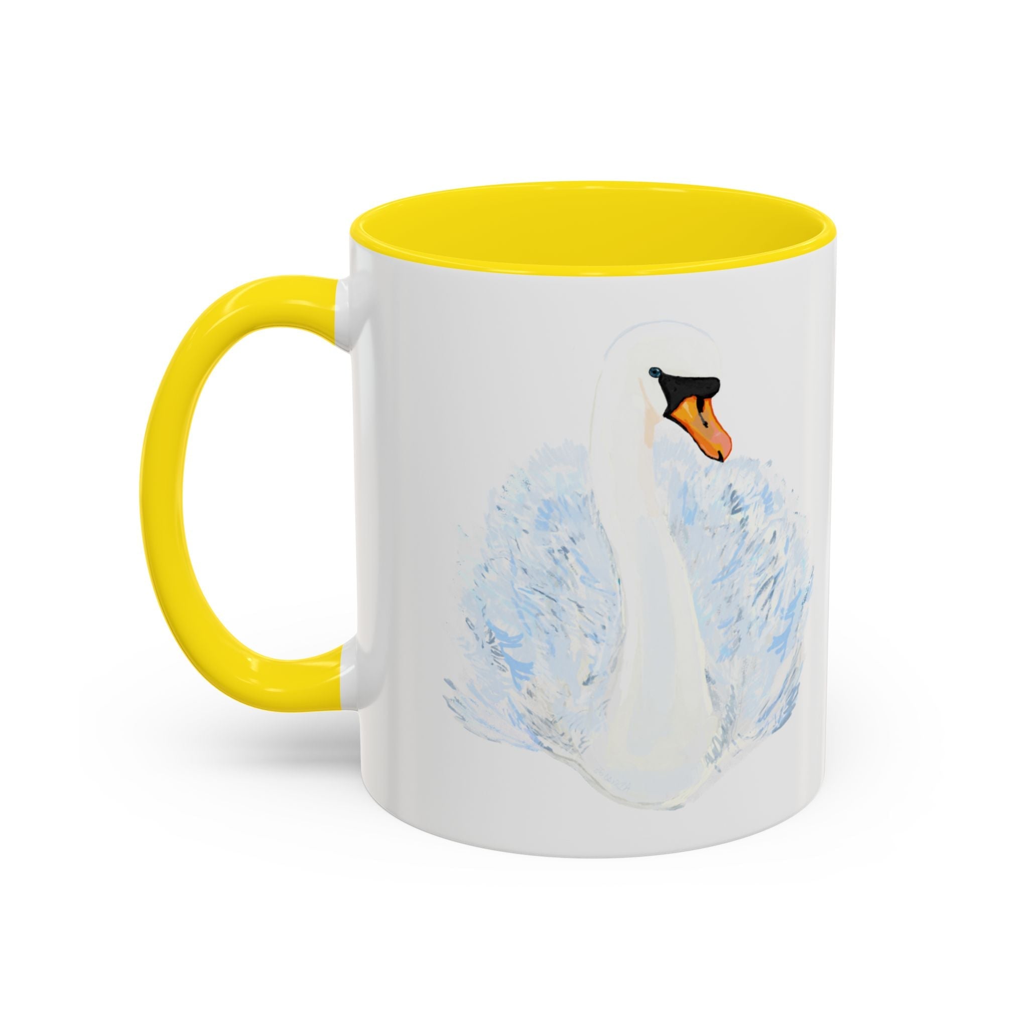 Elegant Swan Two Tone Ceramic Coffee Mugs - Blue Cava