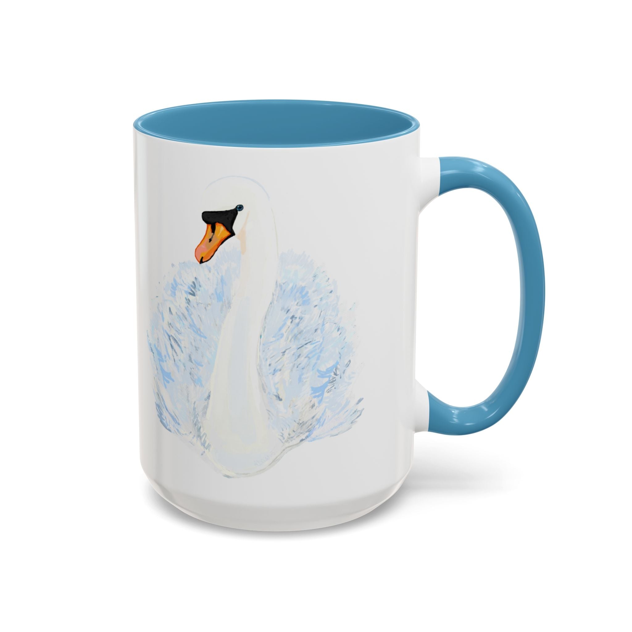Elegant Swan Two Tone Ceramic Coffee Mugs - Blue Cava