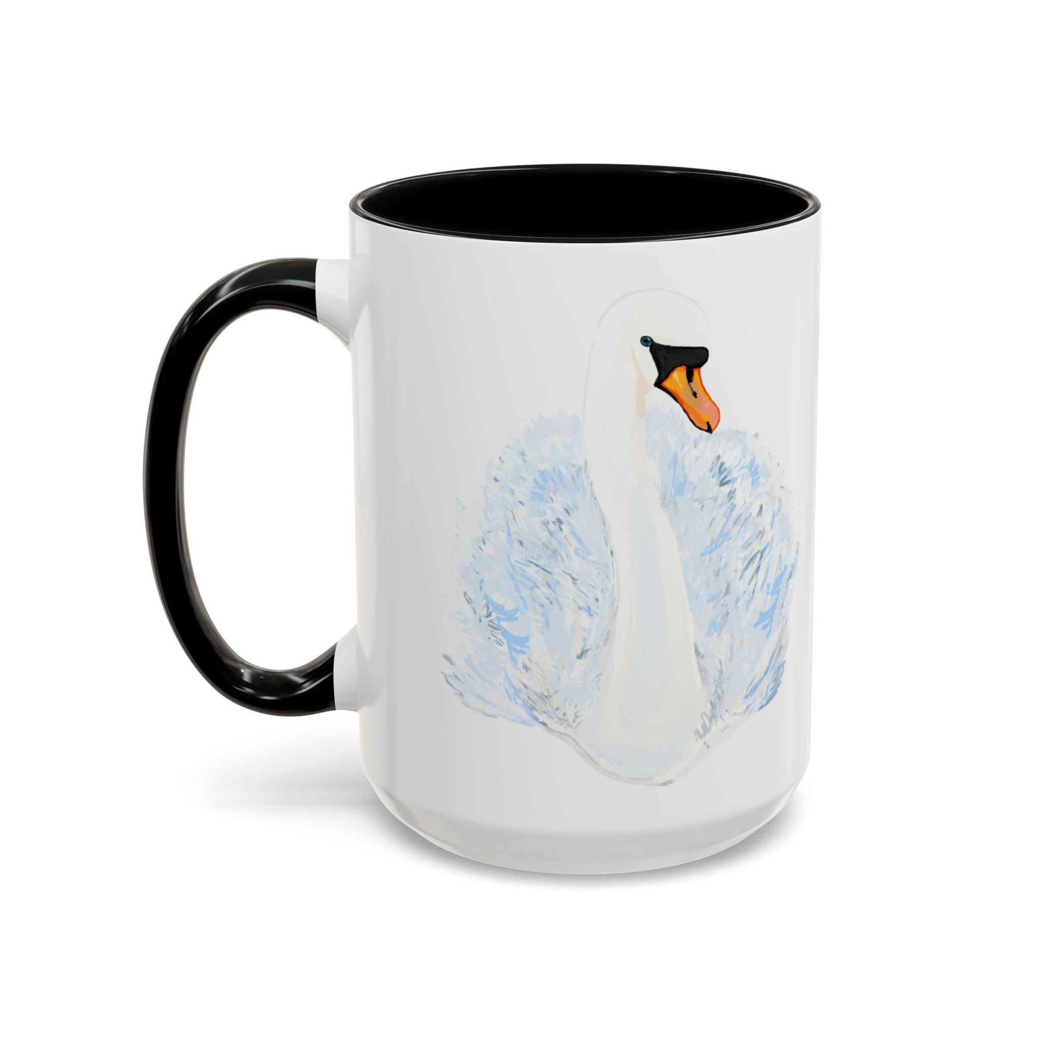 Elegant Swan Two Tone Ceramic Coffee Mugs - Blue Cava