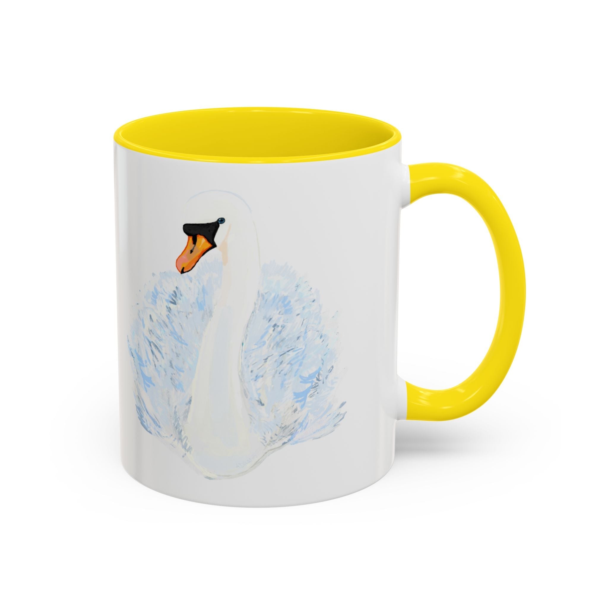 Elegant Swan Two Tone Ceramic Coffee Mugs - Blue Cava