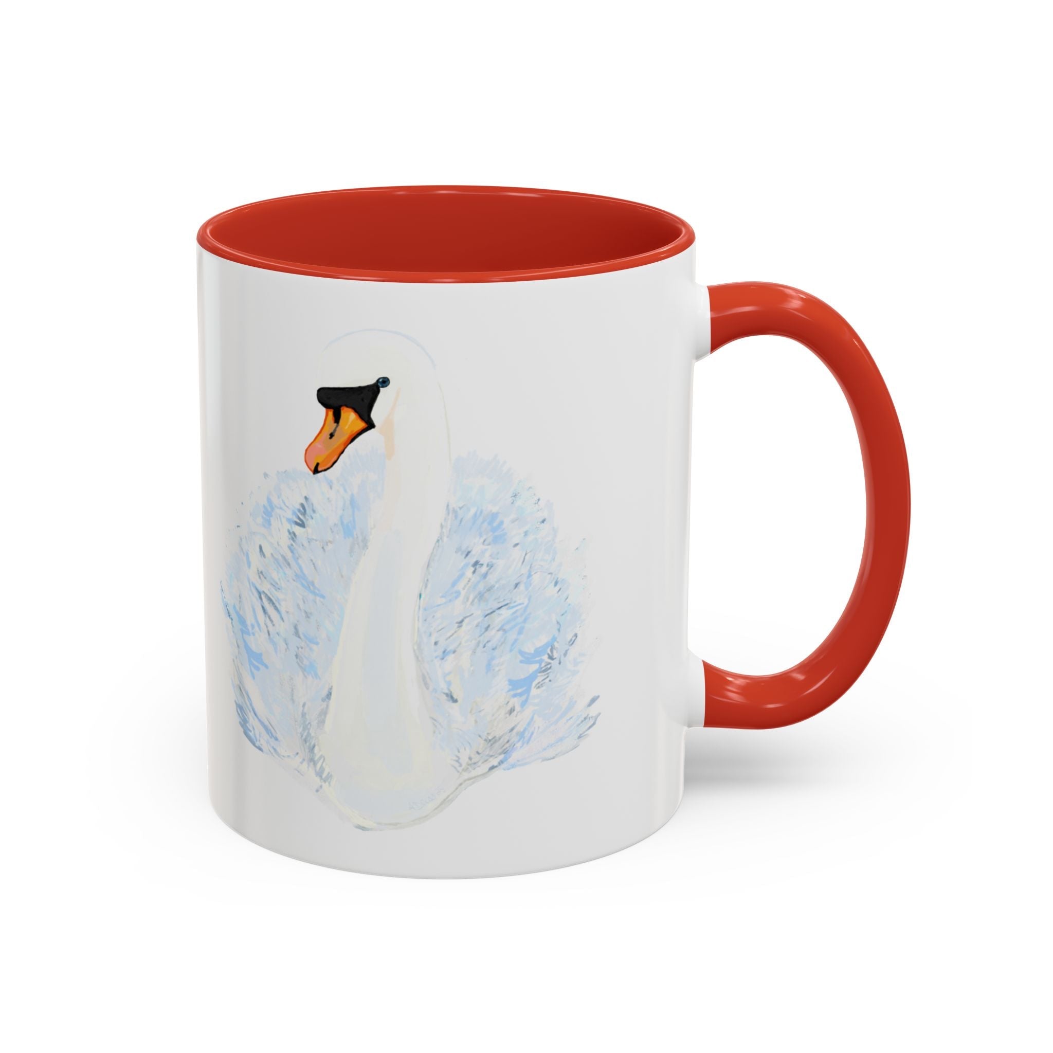 Elegant Swan Two Tone Ceramic Coffee Mugs - Blue Cava