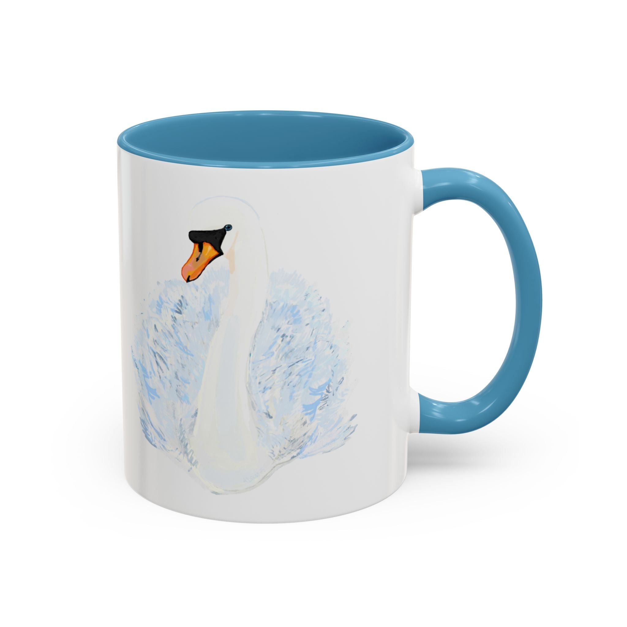 Elegant Swan Two Tone Ceramic Coffee Mugs - Blue Cava