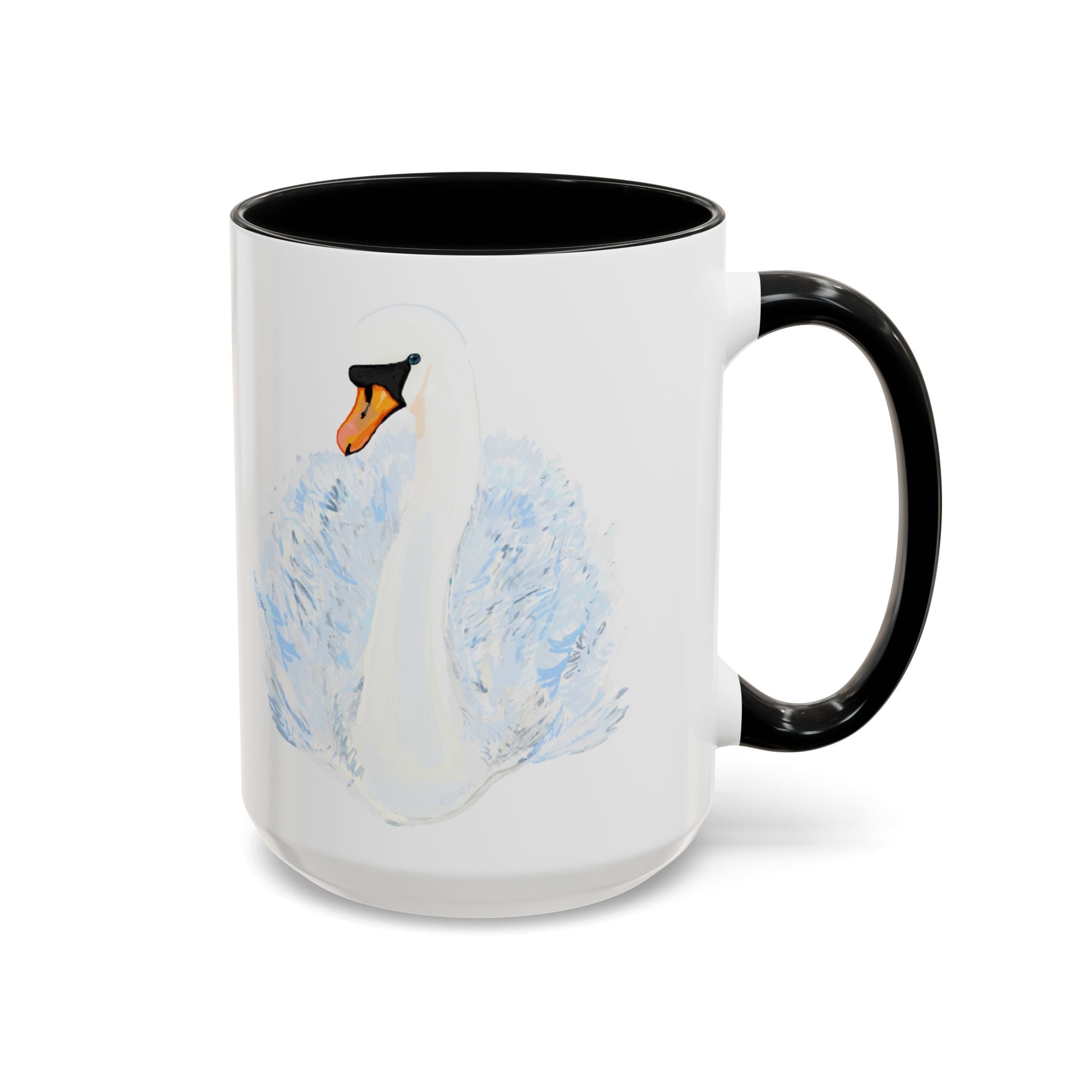 Elegant Swan Two Tone Ceramic Coffee Mugs - Blue Cava