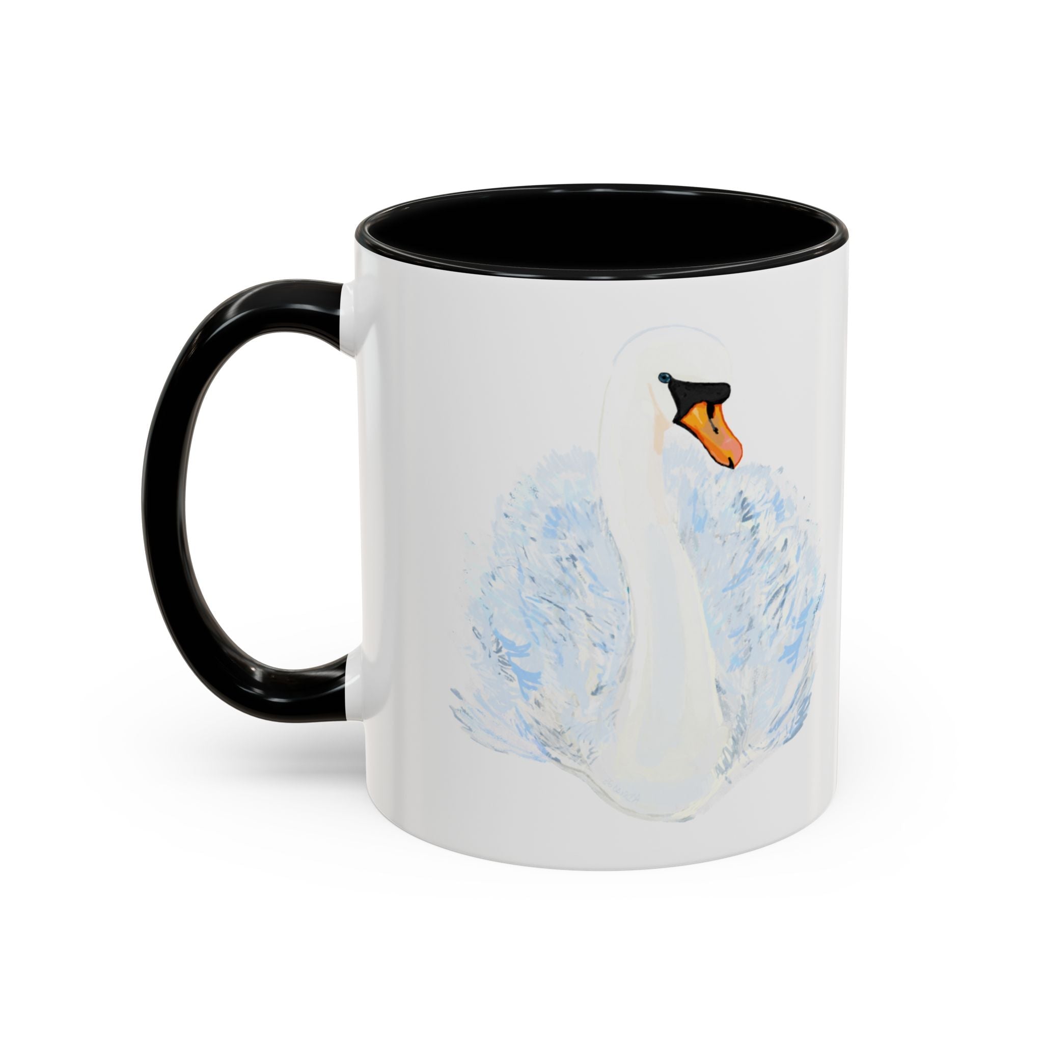 Elegant Swan Two Tone Ceramic Coffee Mugs - Blue Cava